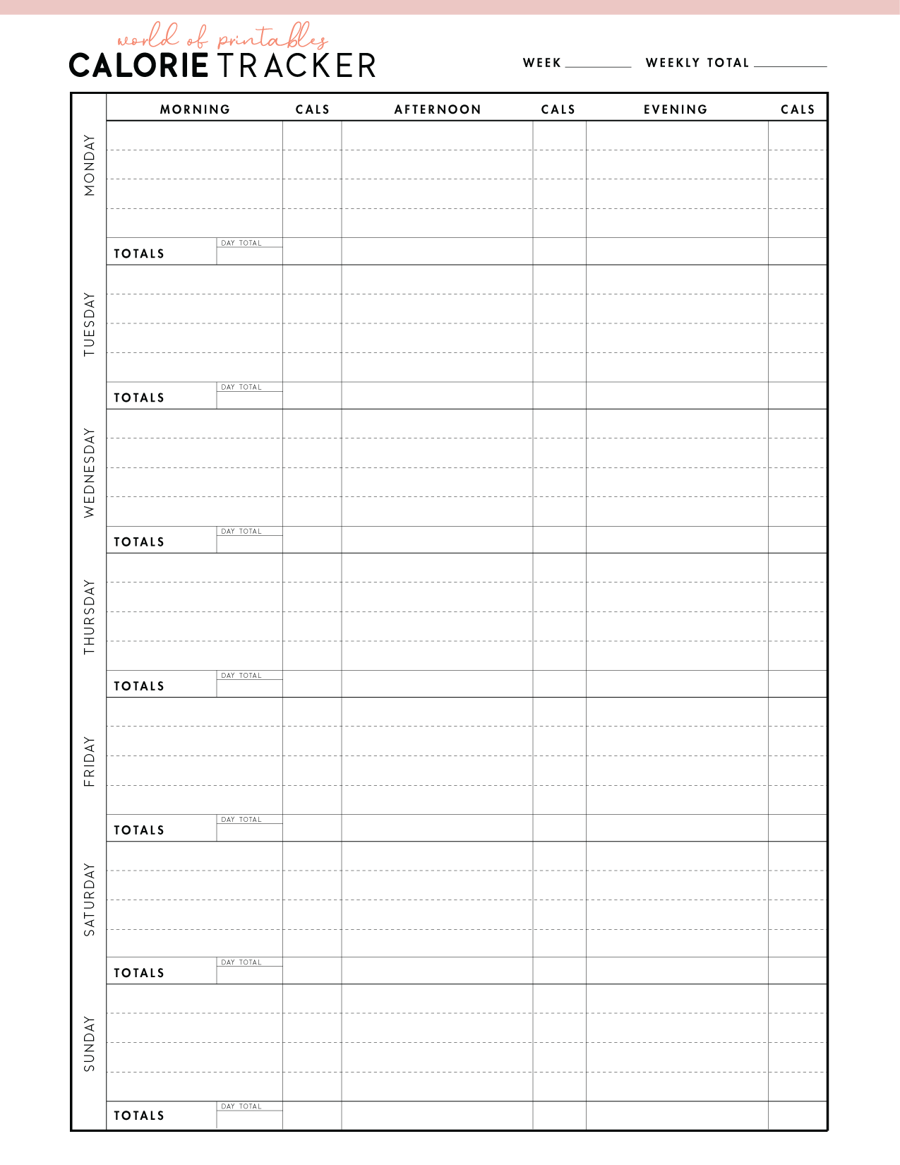 Calorie Deficit Tracker Printable