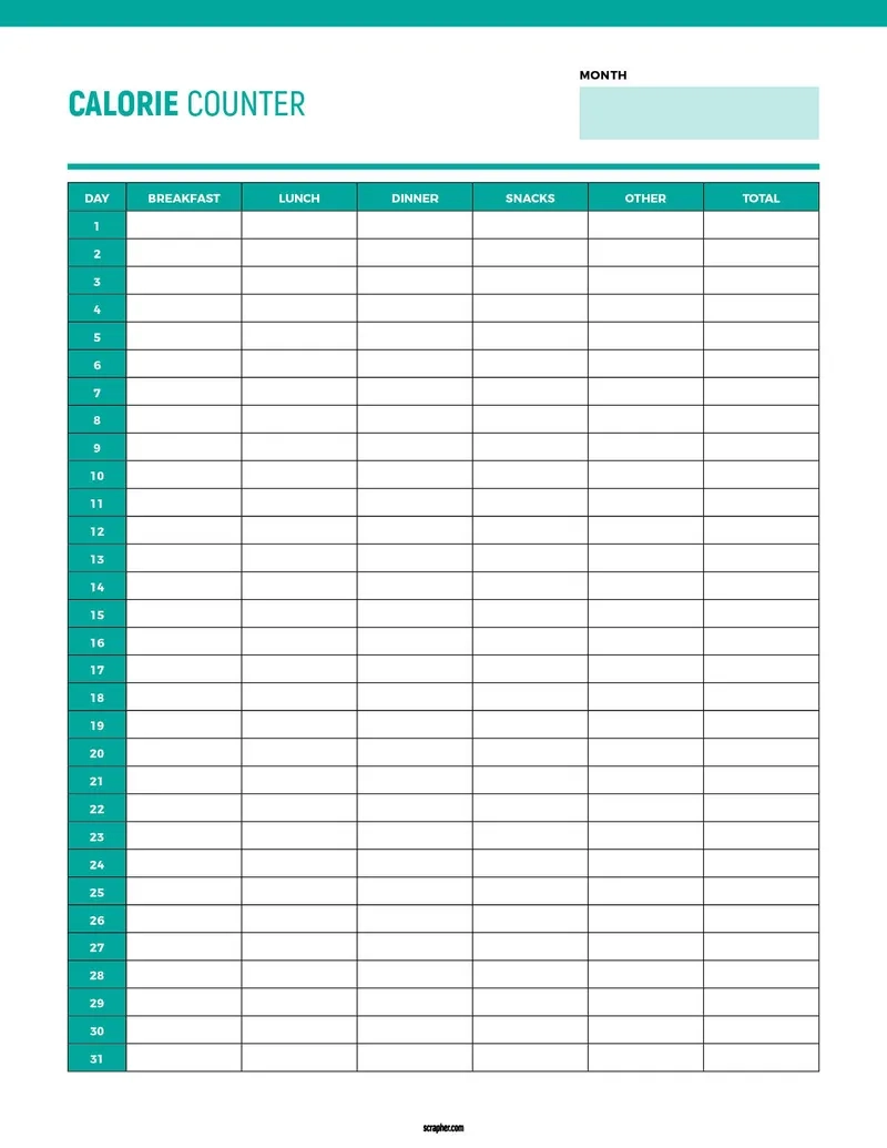 free printable calorie tracker spreadsheet