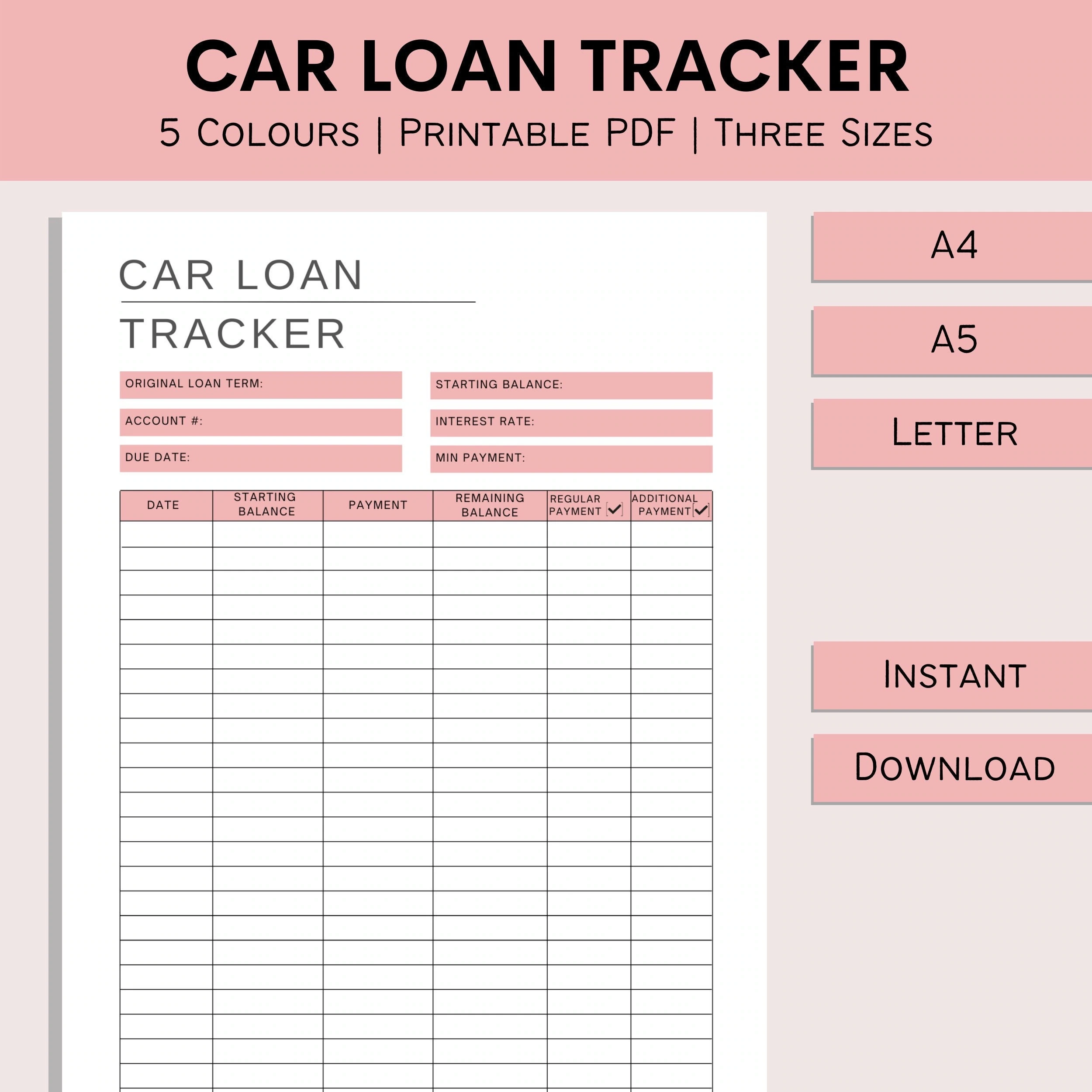 Car Loan Payment Tracker Auto Debt