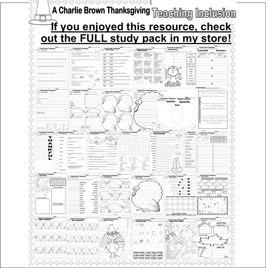 Charlie Brown Thanksgiving Comprehension Quiz Questions True False Mc Sa 3 Charlie Brown Thanksgiving Comprehension Quiz Questions True False Mc Sa 3