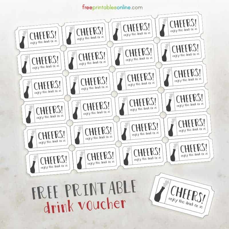 Cheers Free Printable Drink Vouchers