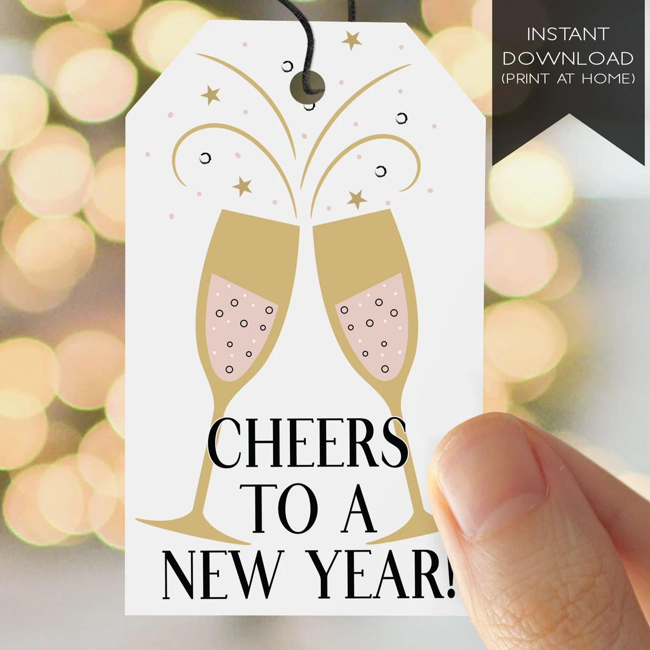Cheers To A New Year Printable Party Favor Tags Instant Download