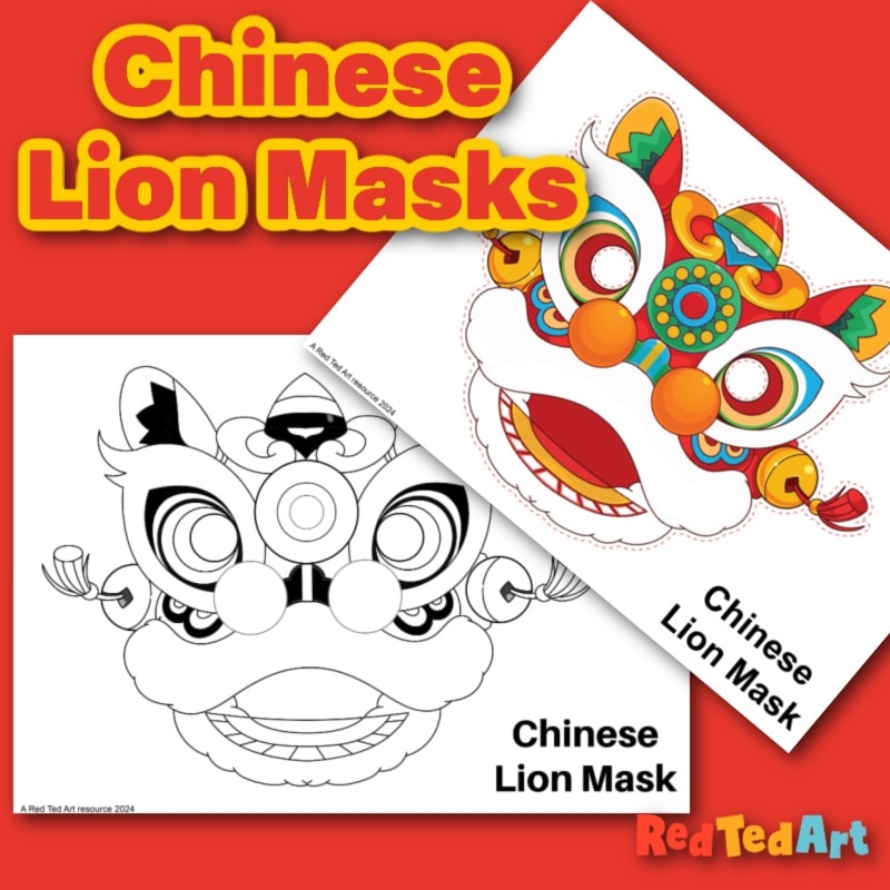 Chinese Lion Masks Printables