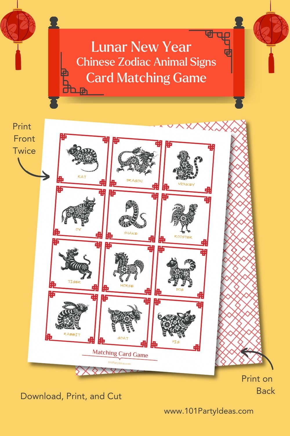 Chinese New Year Printable Animal Zodiac Matching Game Pdf