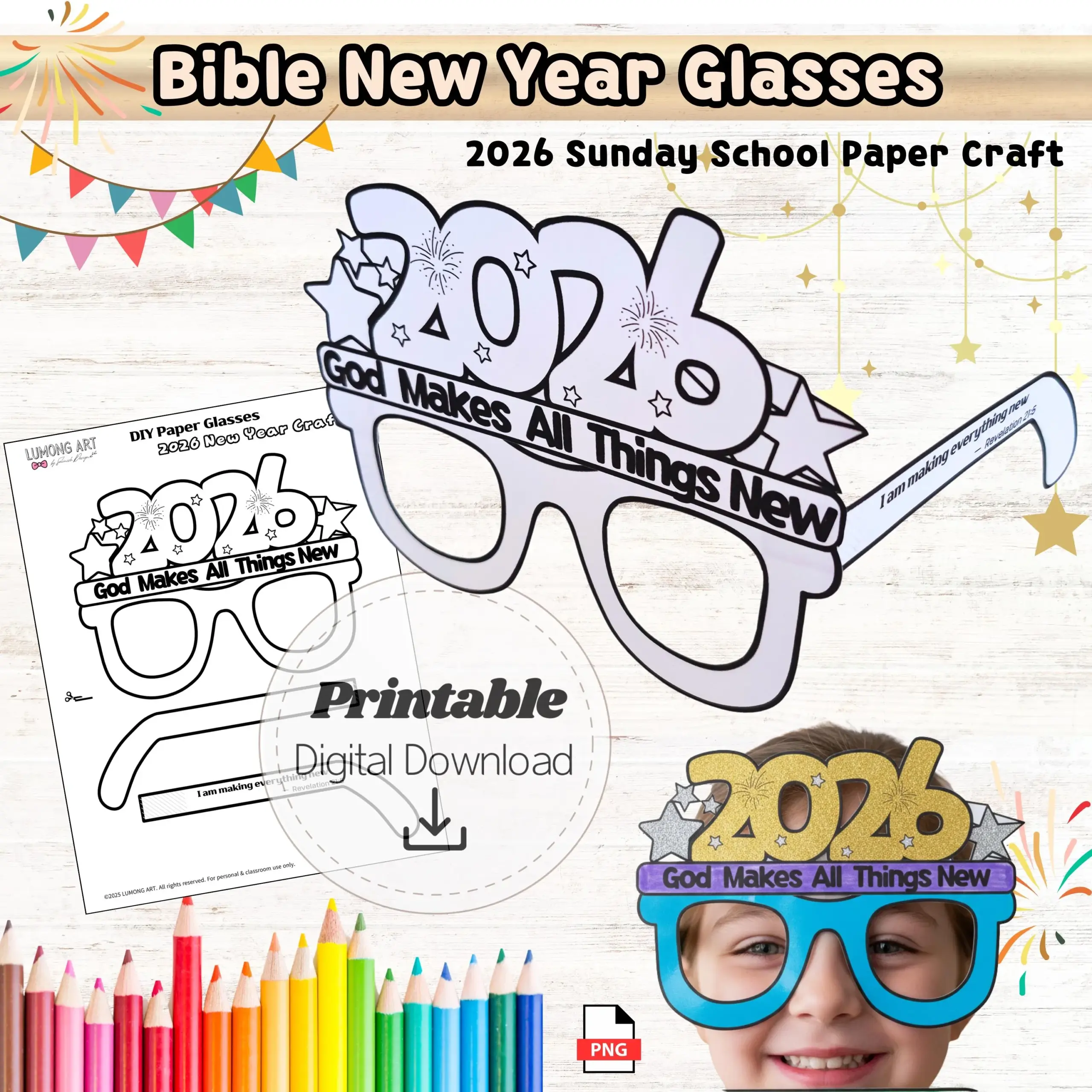 printable new years glasses