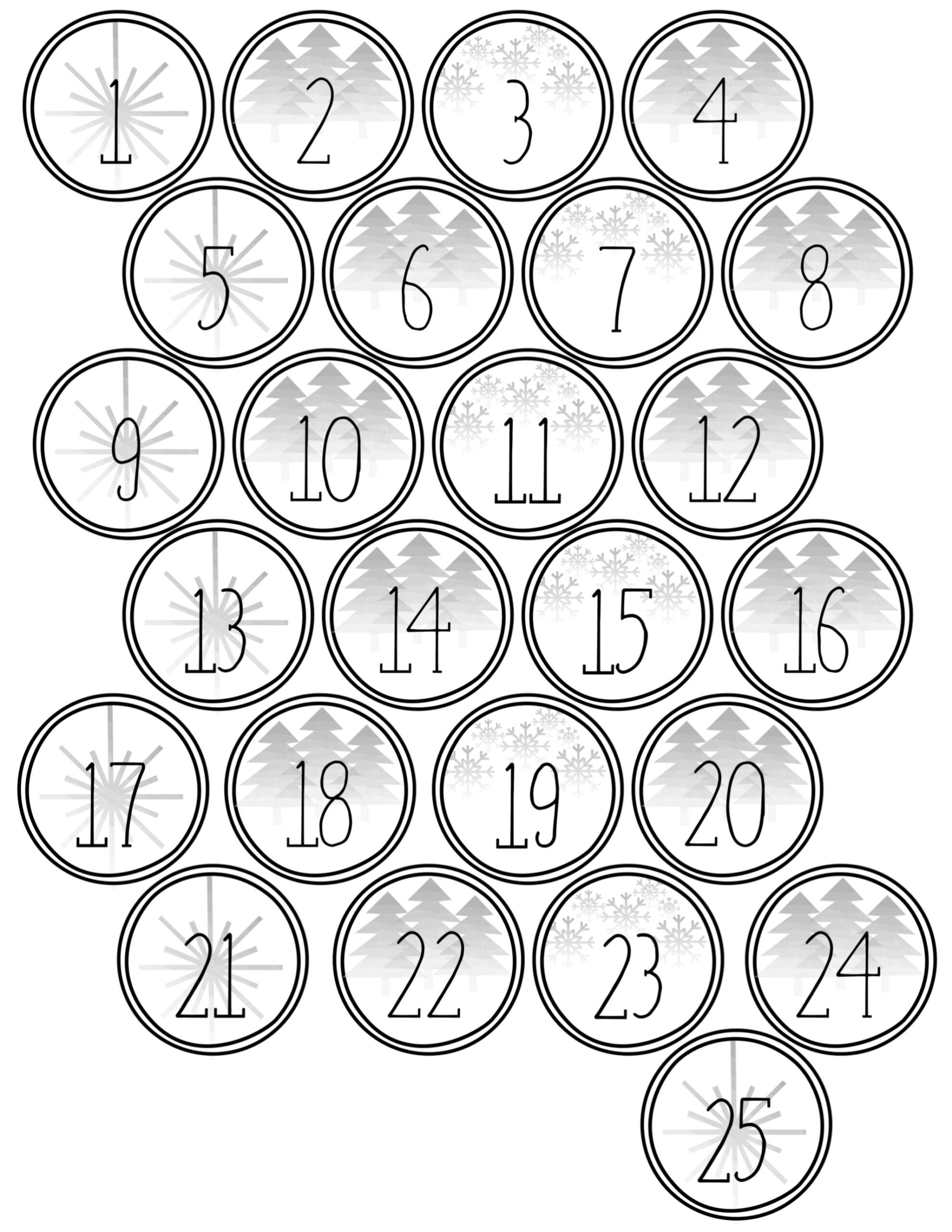 Christmas Advent Calendar Printable Numbers