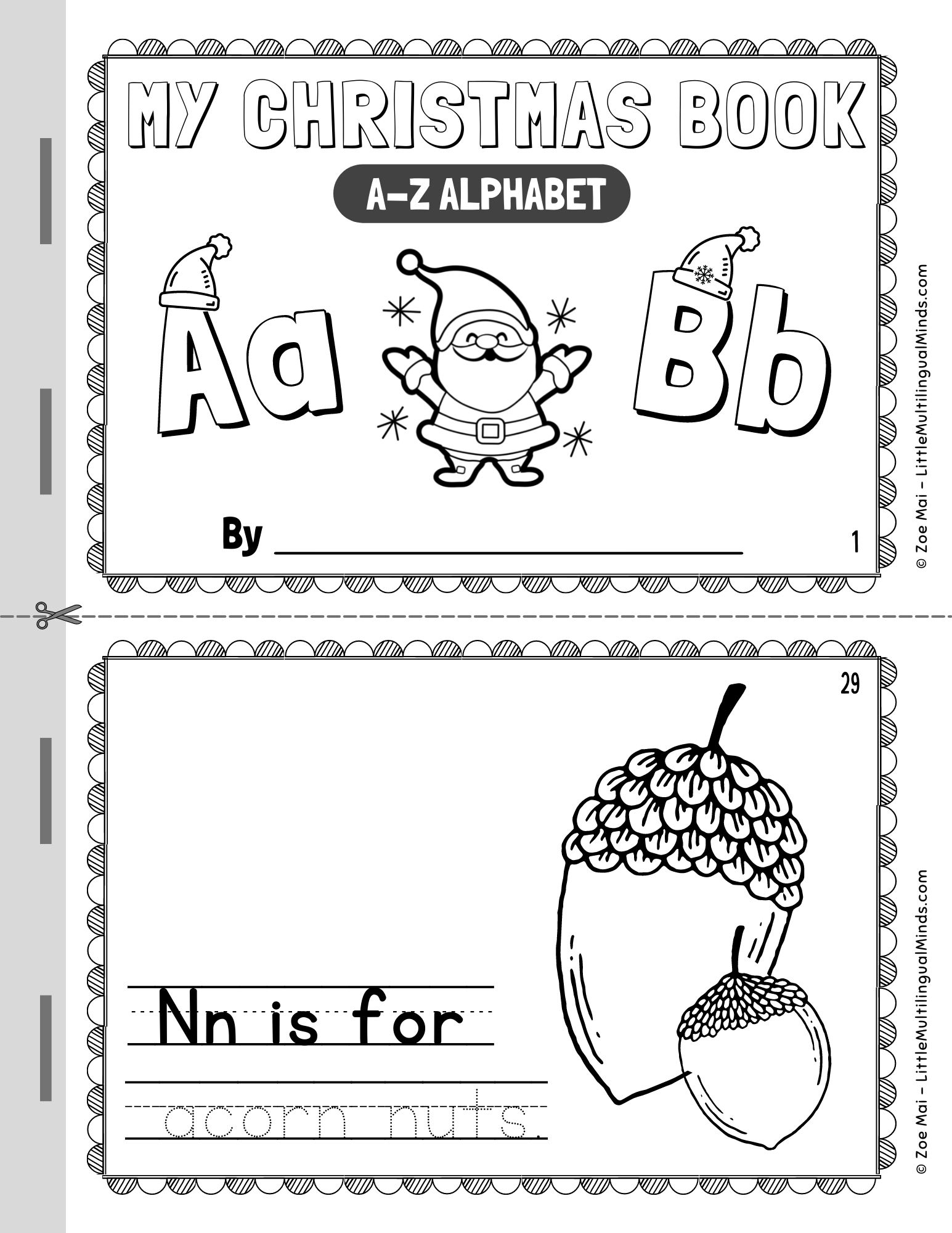 Christmas Alphabet Book Uppercase Lowercase Letters Mini Book Trace Color Christmas Alphabet Book Uppercase Lowercase Letters Mini Book Trace Color