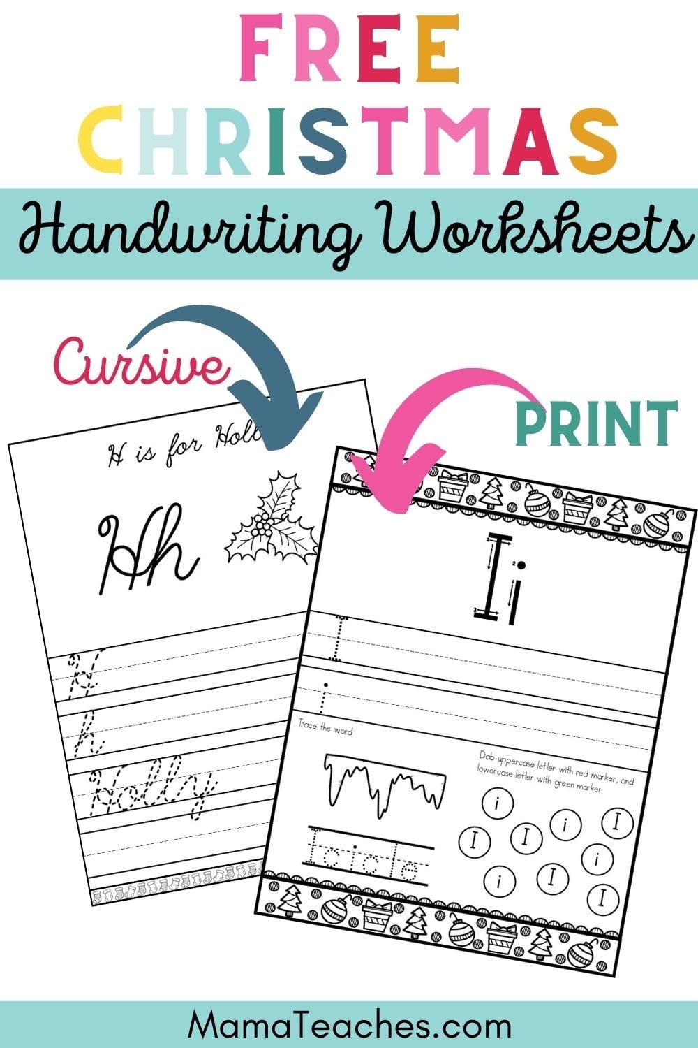 Christmas Alphabet Handwriting Worksheets