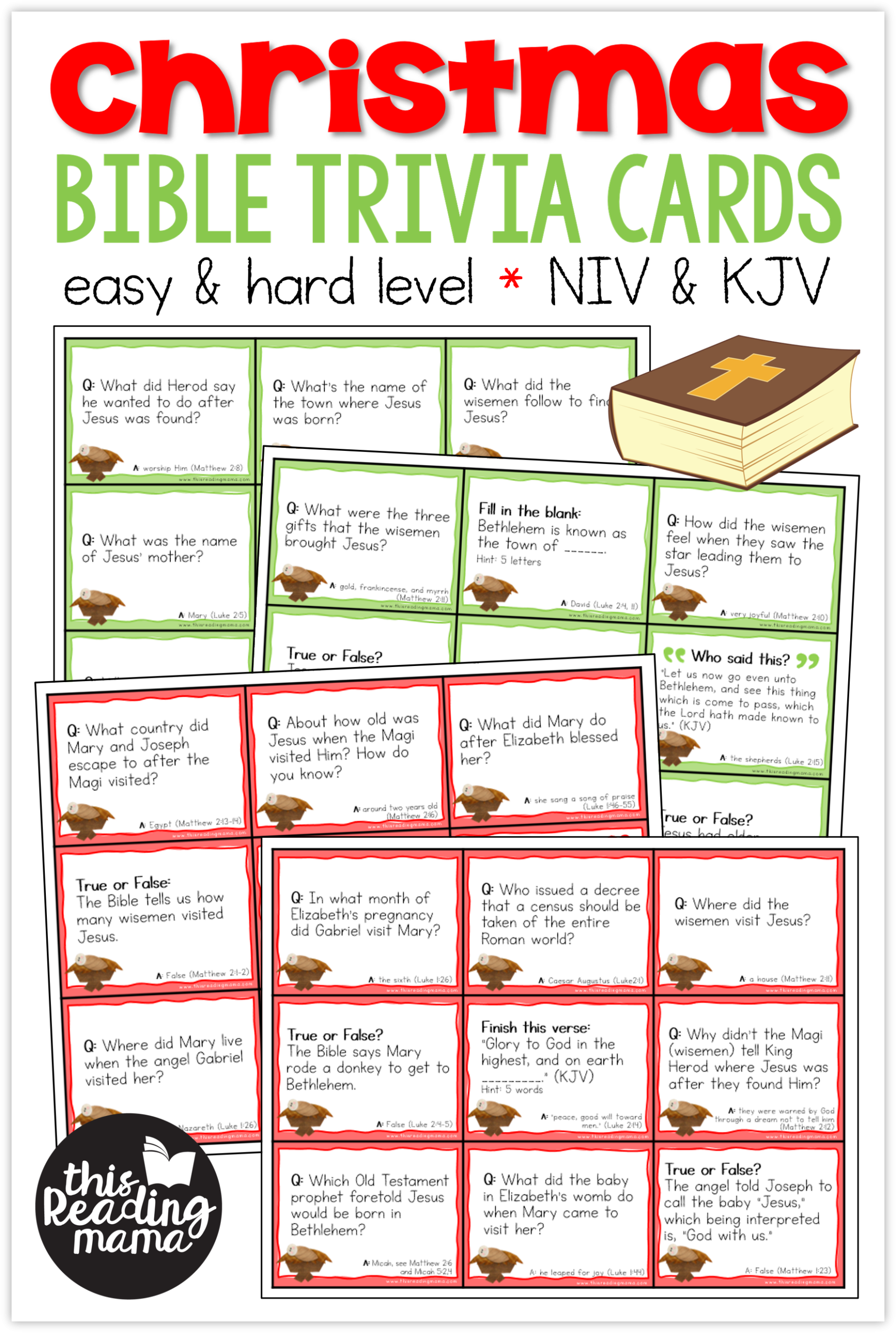 Christmas Bible Trivia Cards Christmas Bible Trivia Cards