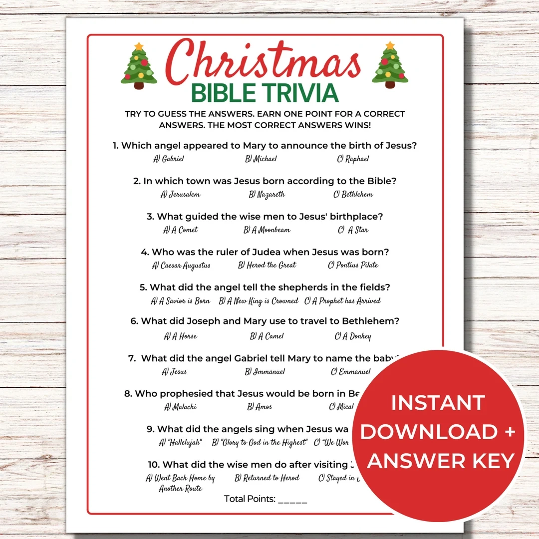 Christmas Bible Trivia Game Printable Christmas Bible Trivia Game Printable
