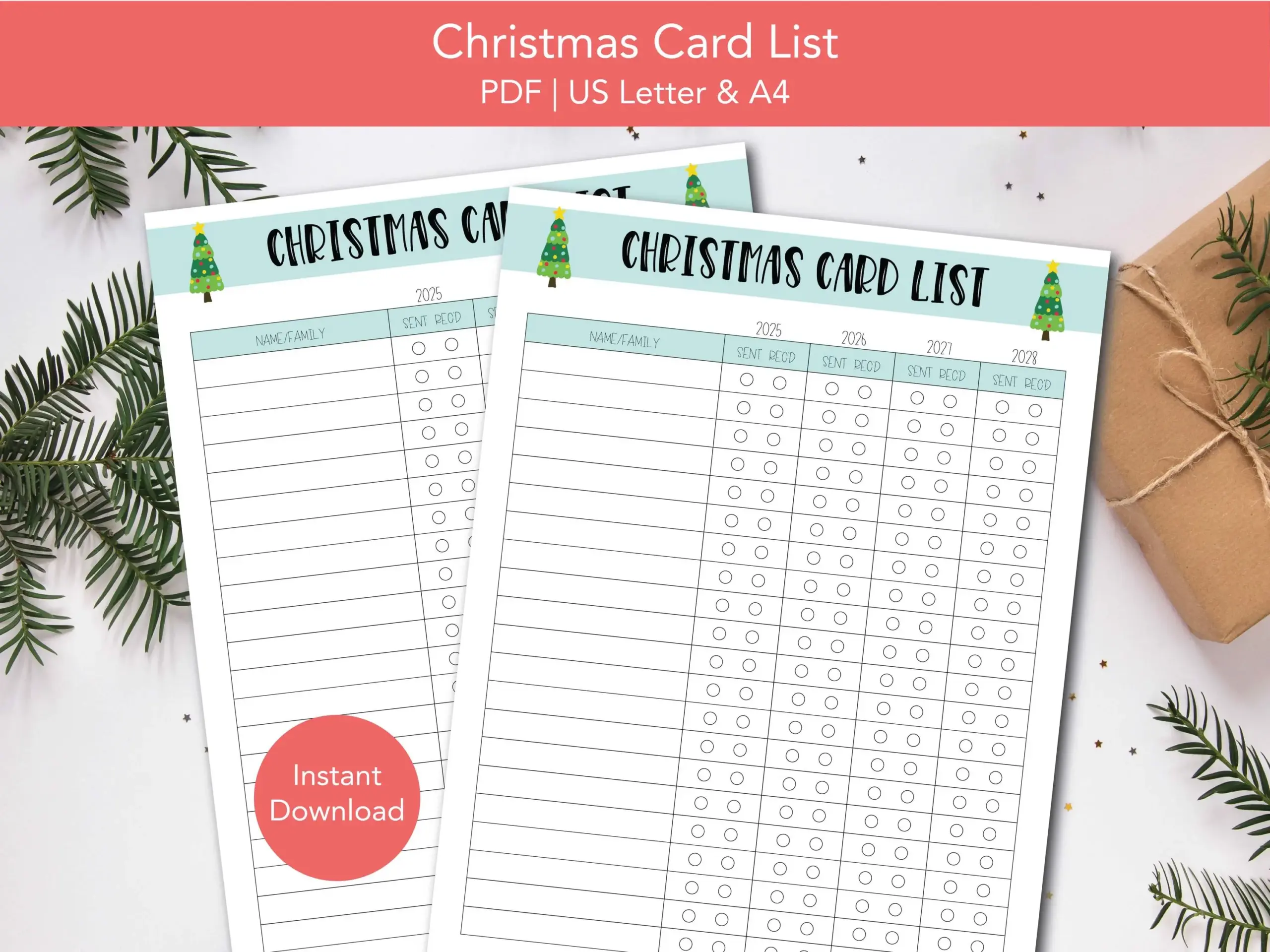 Christmas Card List Printable Christmas
