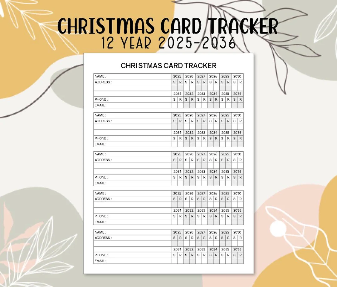 Christmas Card Tracker 2025 2036