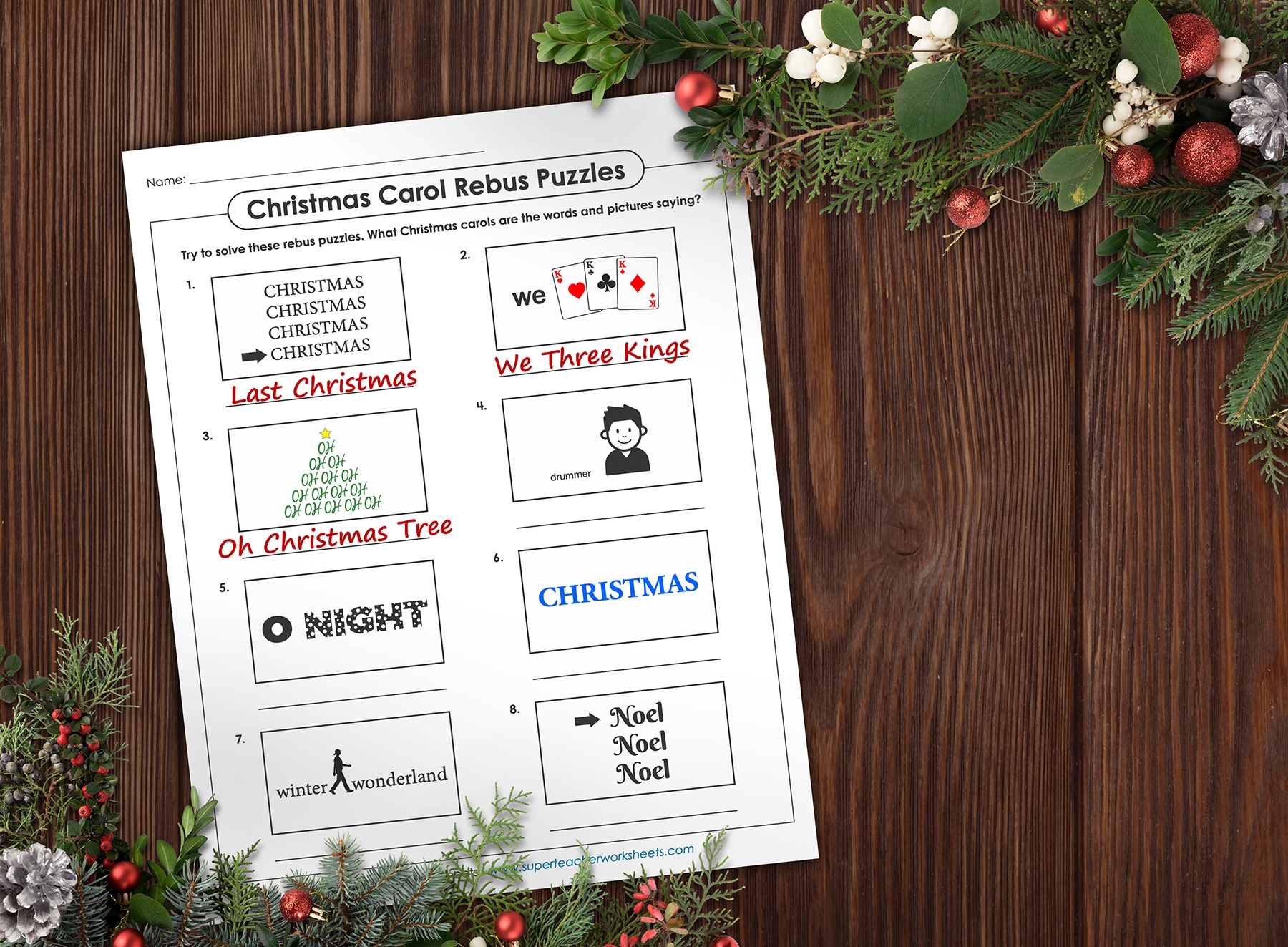 Christmas Carol Brain Teaser Puzzles