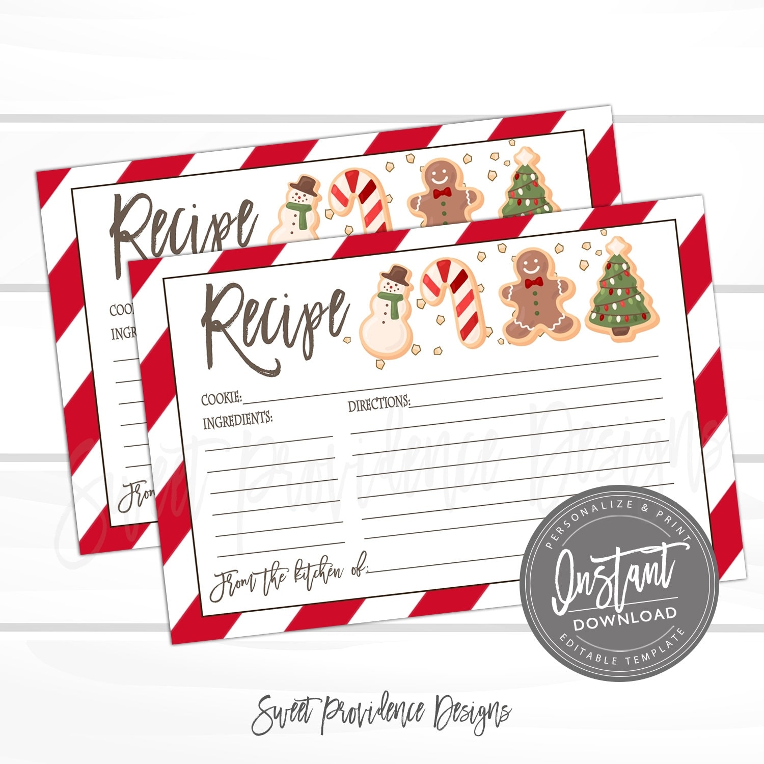 Christmas Cookie Exchange Recipe Card Christmas Cookie Exchange Recipe Card