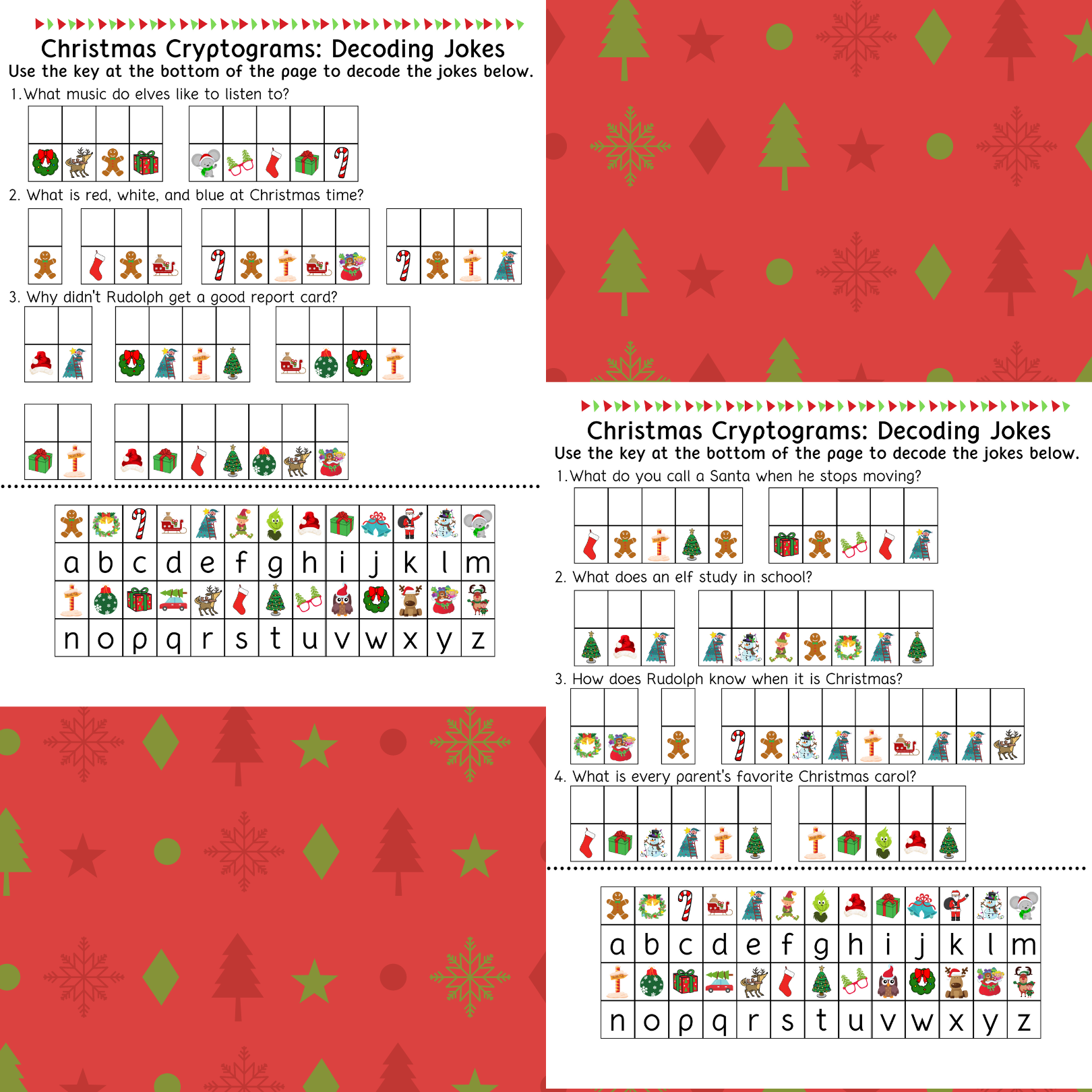 free printable christmas cryptogram worksheets