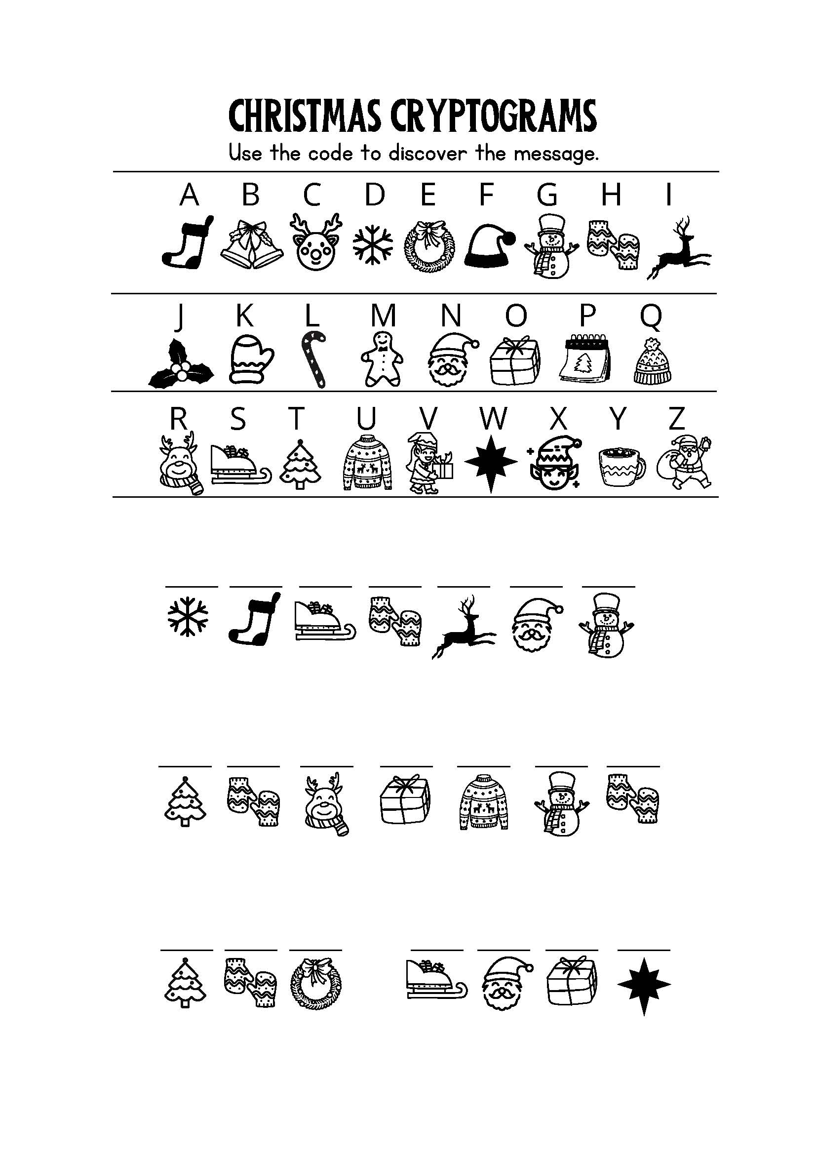 Christmas Cryptograms And Other Worksheets With Answer Key For Kinder To Second