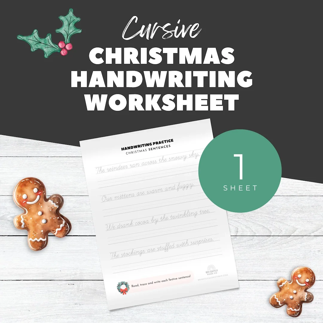 Christmas Cursive Handwriting Worksheet Christmas Cursive Handwriting Worksheet