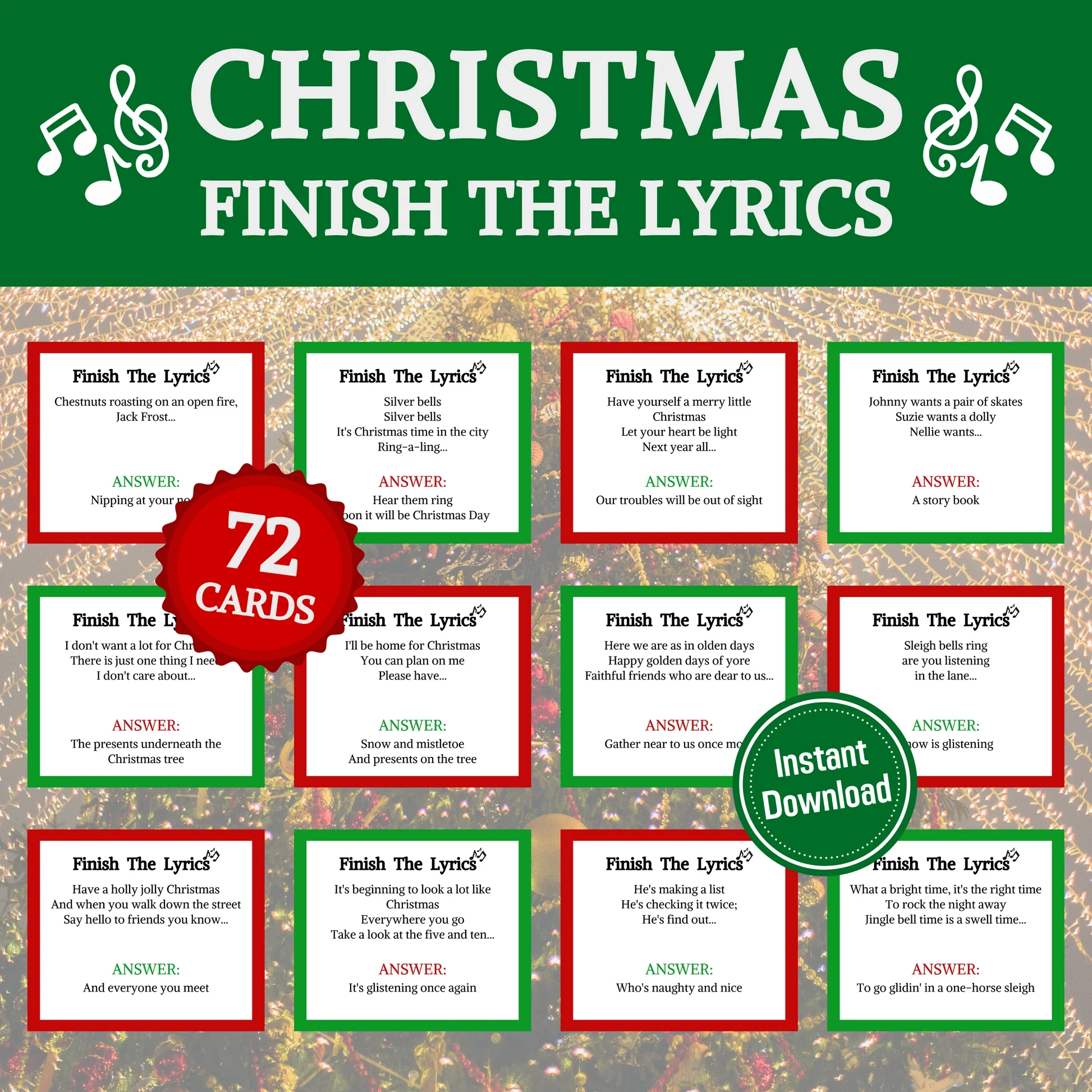 Christmas Finish The Lyrics Game