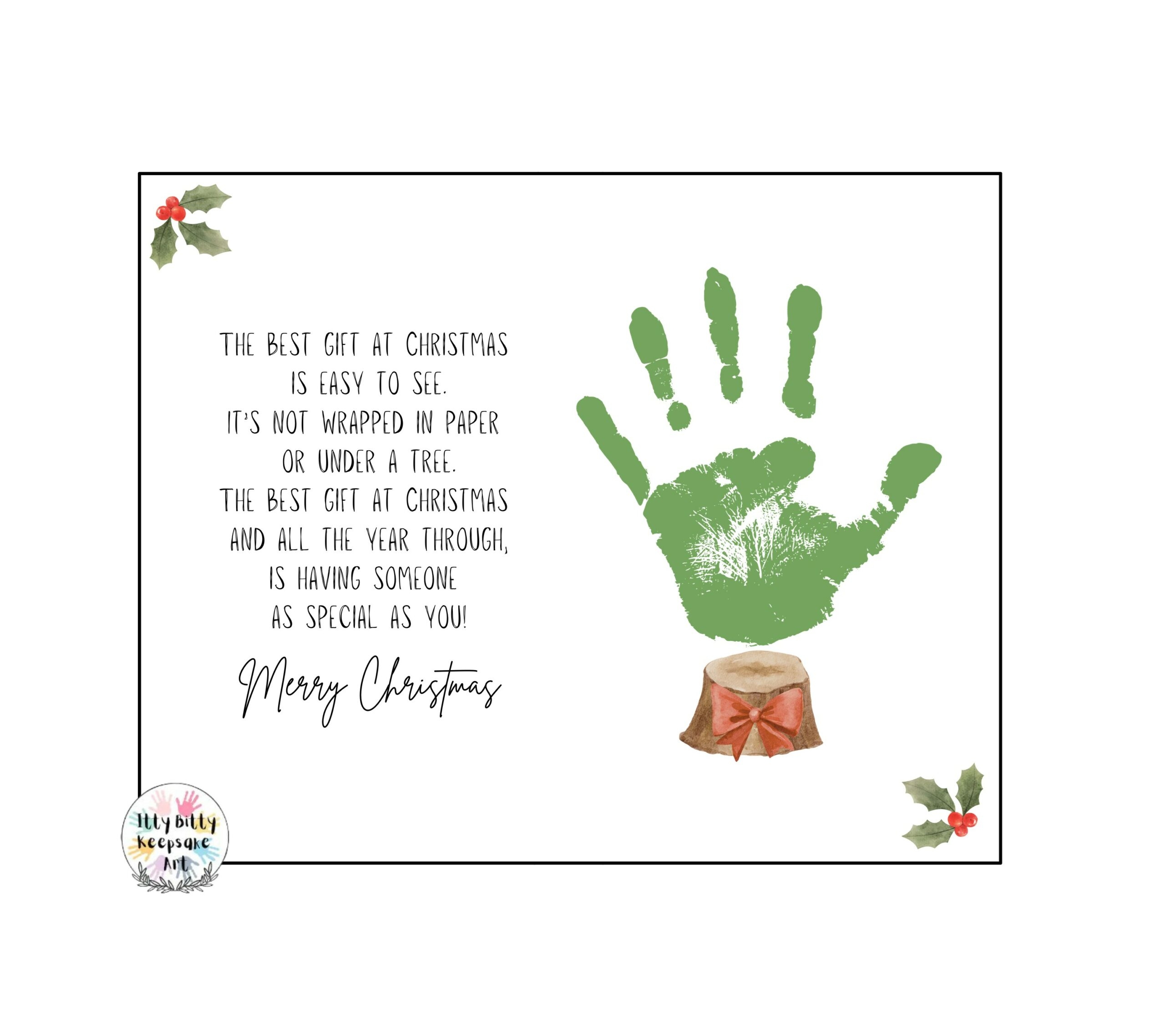 Christmas Gift Handprint Craft Art Printable Template Winter Activity Poem Handprint