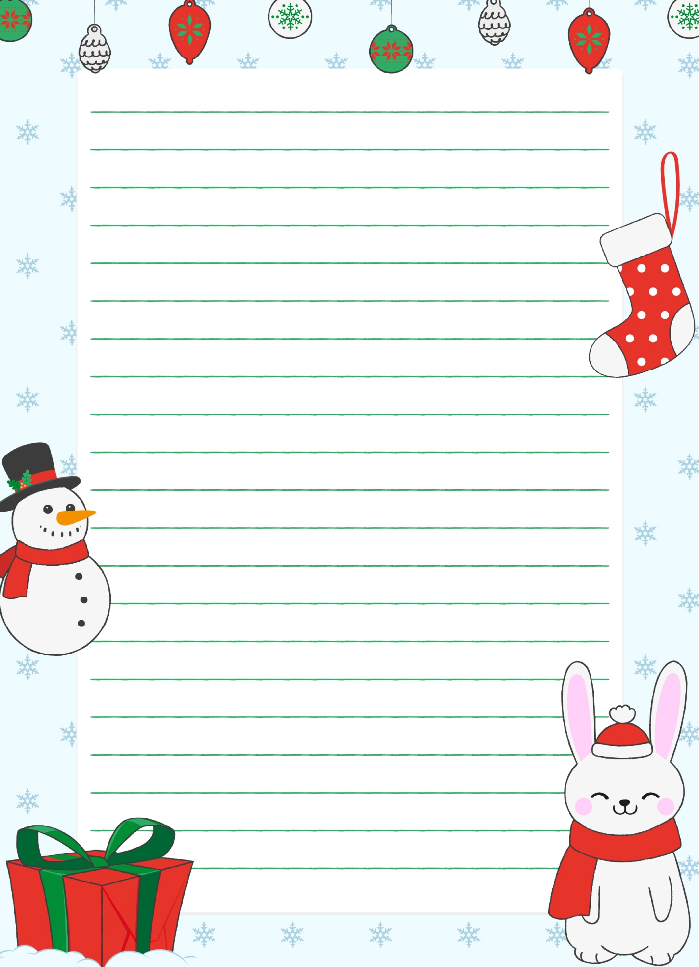 Christmas Holiday Lined Paper Free Google Docs Template