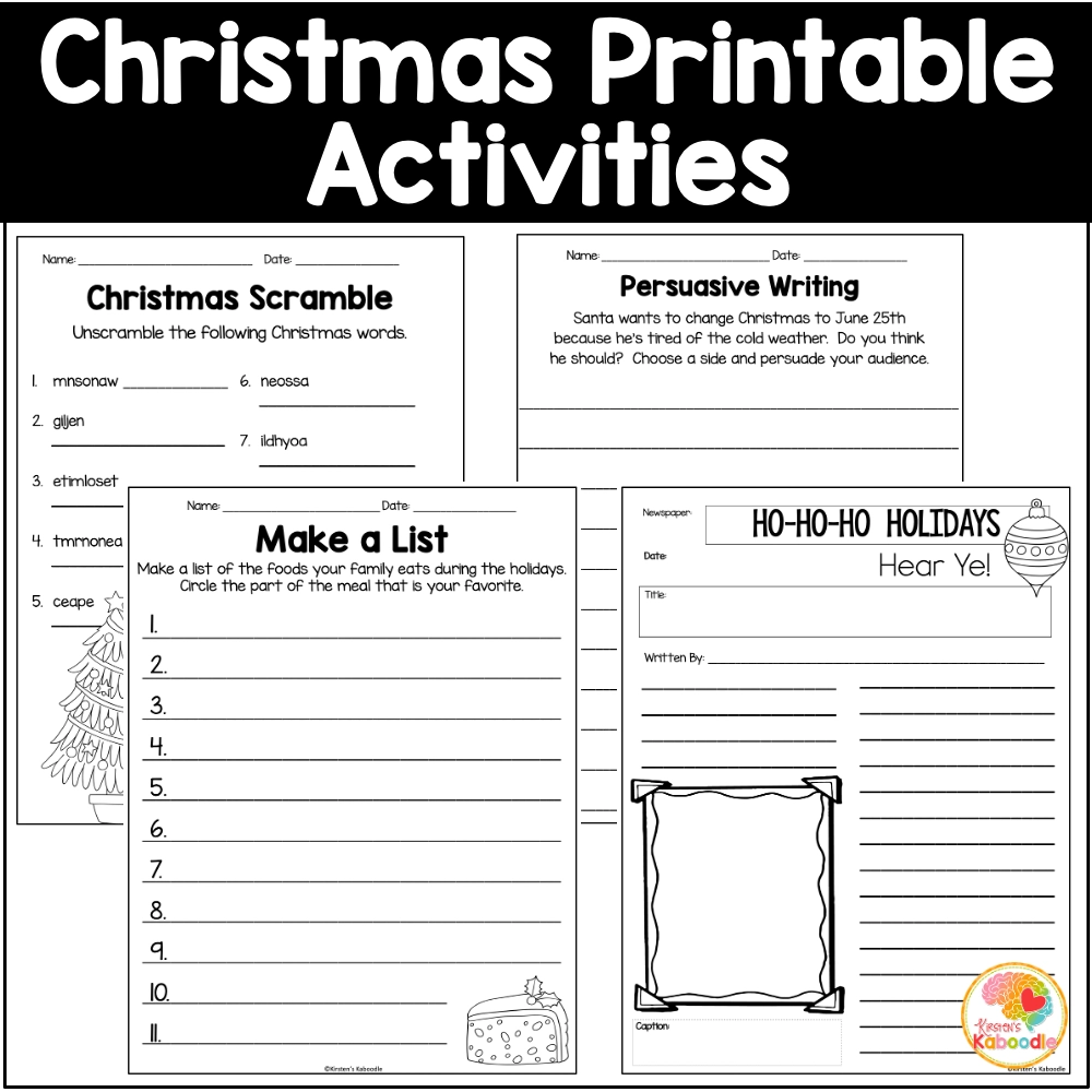 free christmas writing prompts worksheets