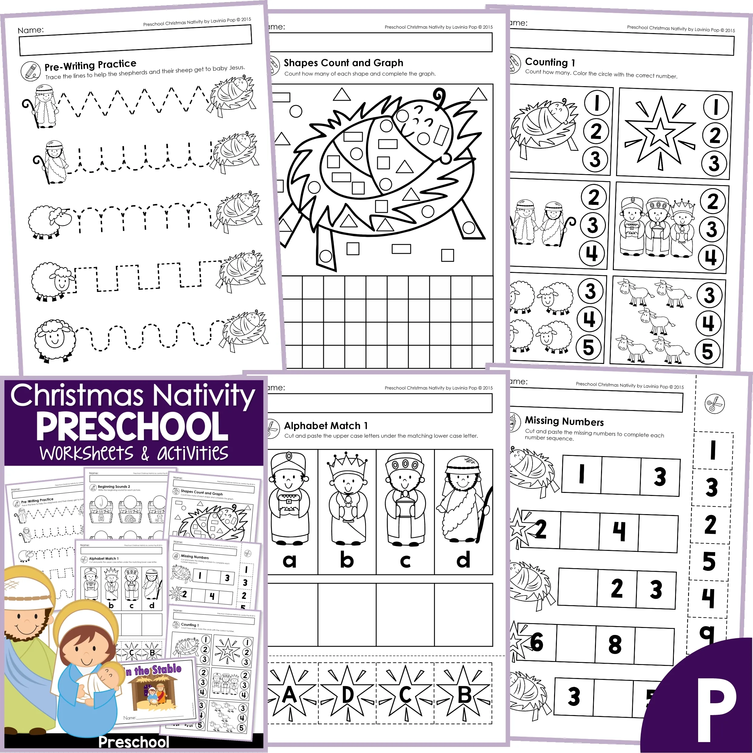 Christmas Nativity No Prep Preschool Worksheets Activities