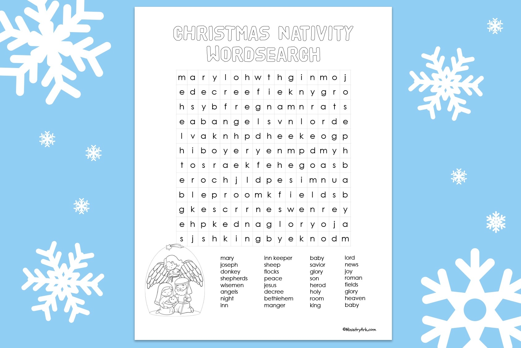 bible christmas word search printable