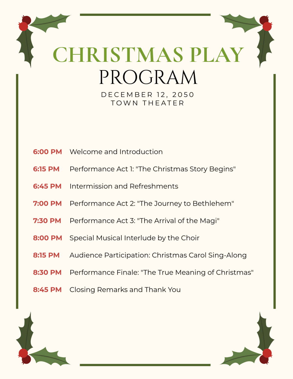 Christmas Play Program