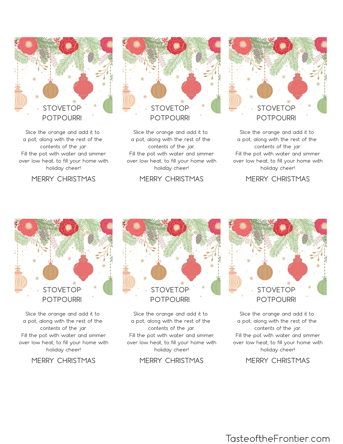 christmas potpourri printable labels