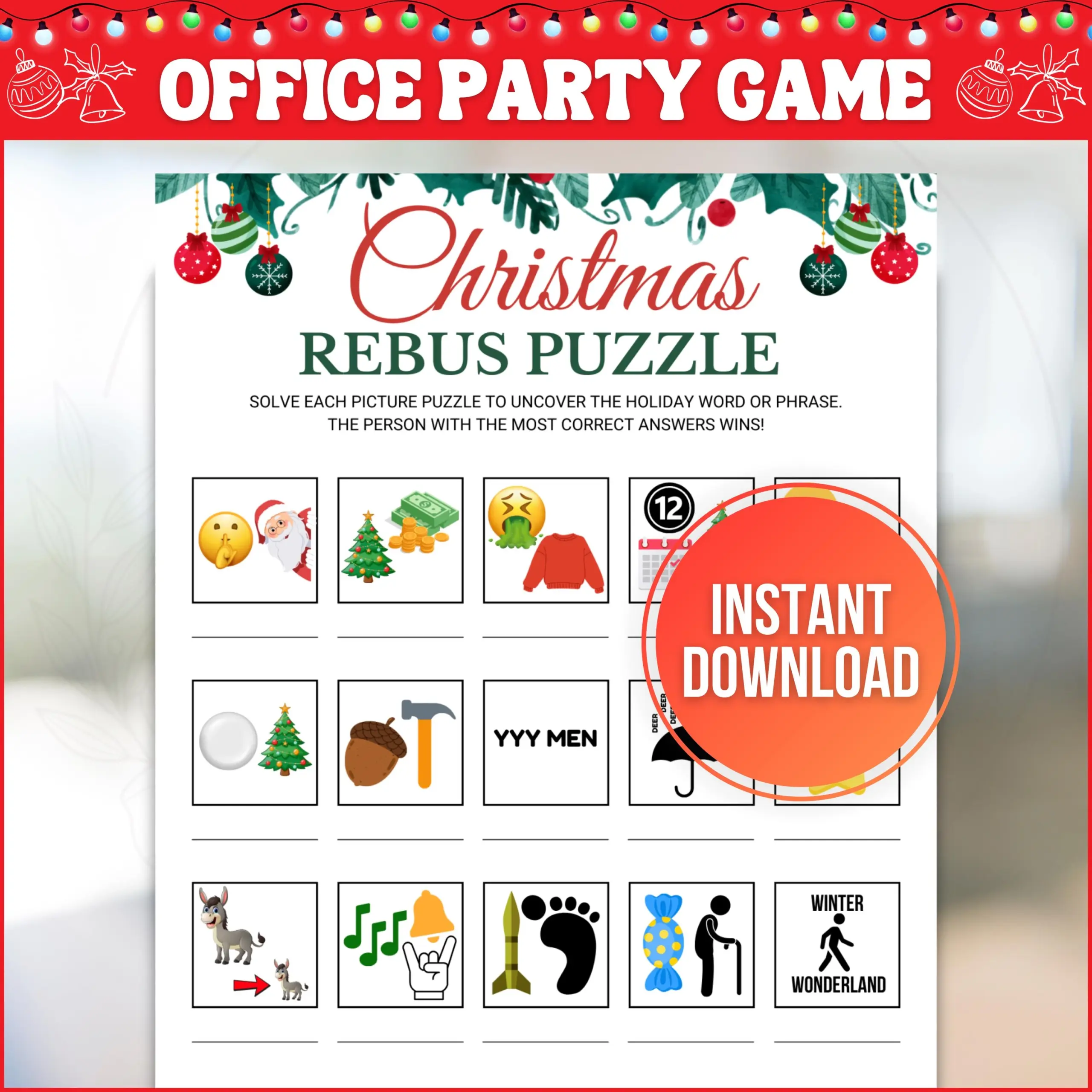 Christmas Rebus Game Printable Rebus