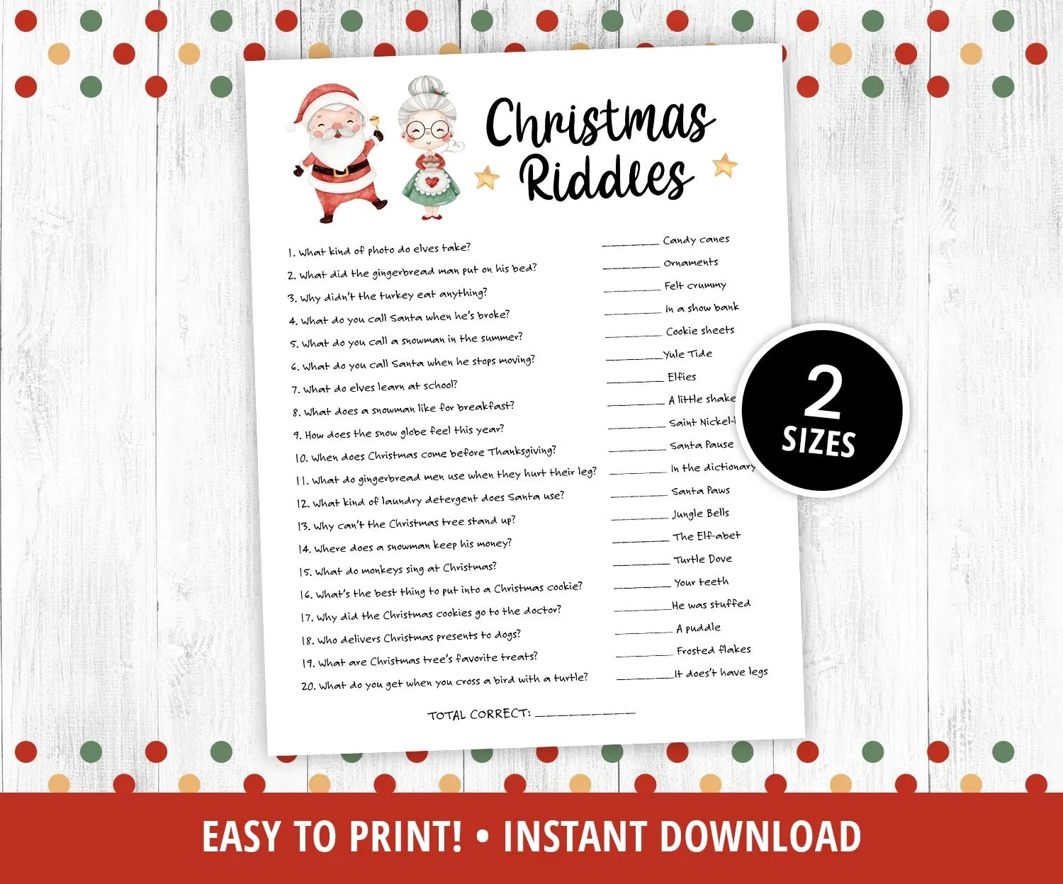 Christmas Riddles Game Printable Christmas Riddles Game Printable