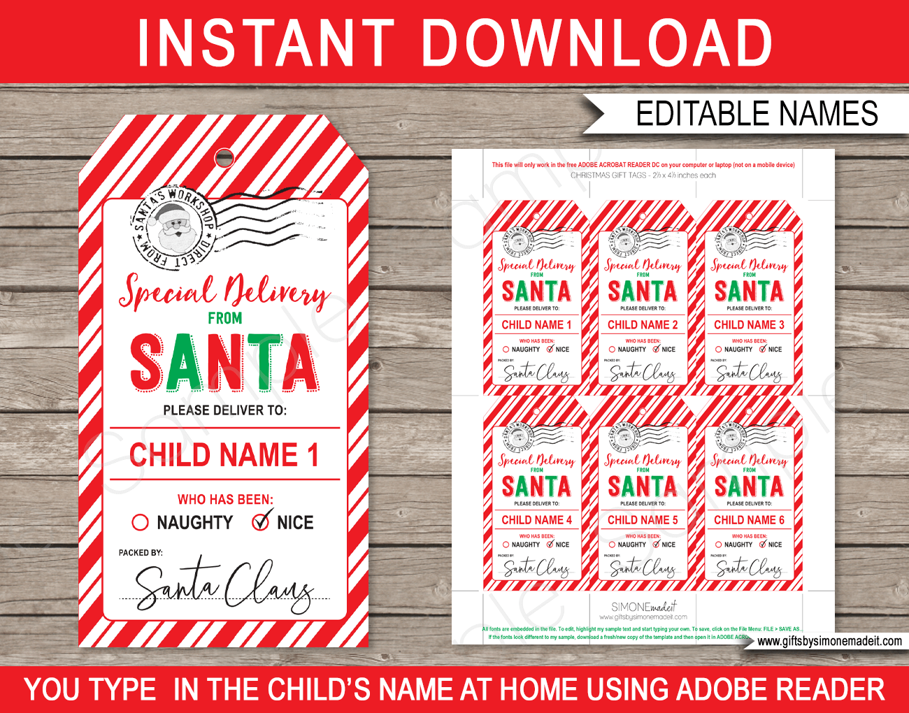 Christmas Santa Gift Tags Template