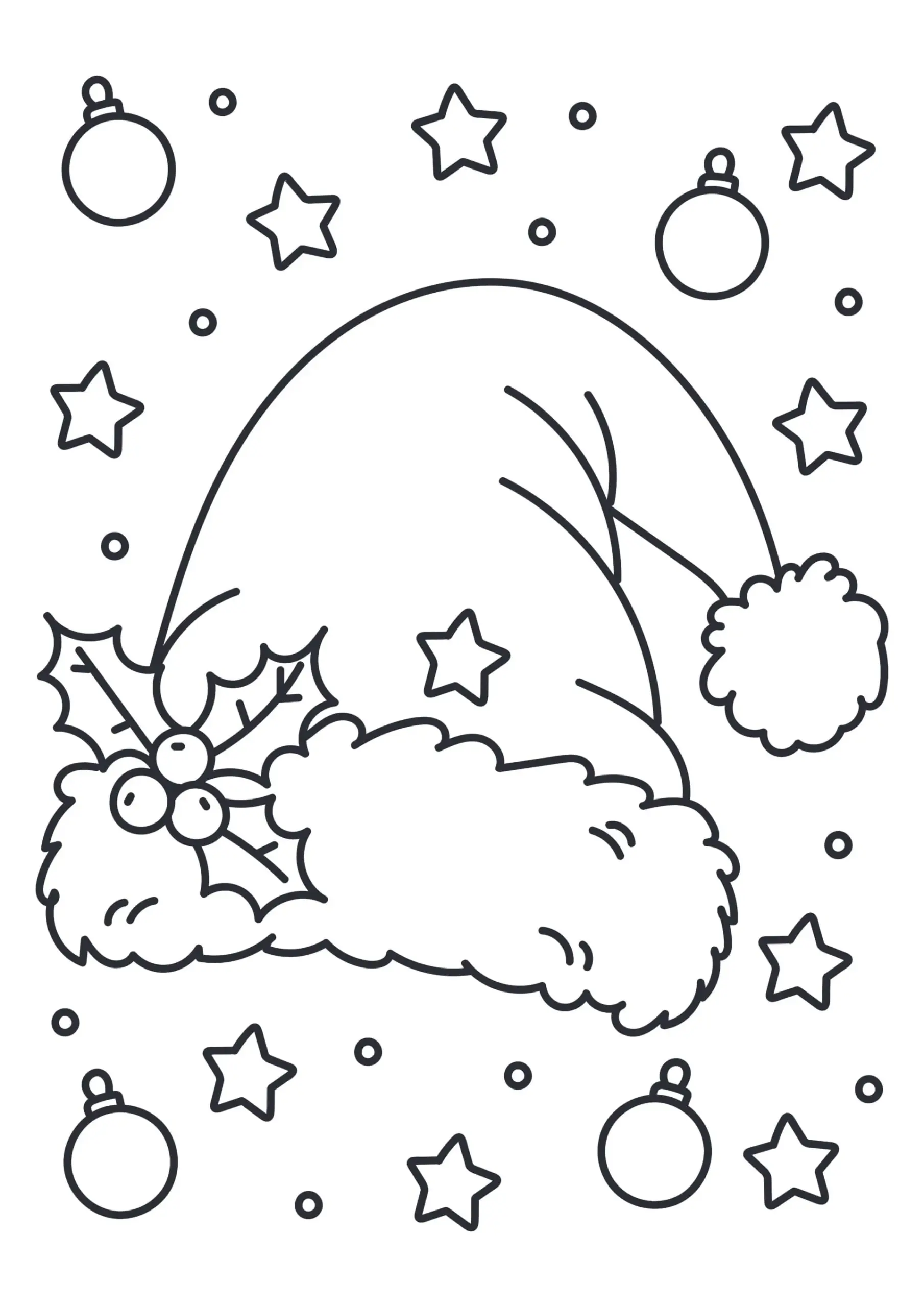 Christmas Santa Hat Coloring Page