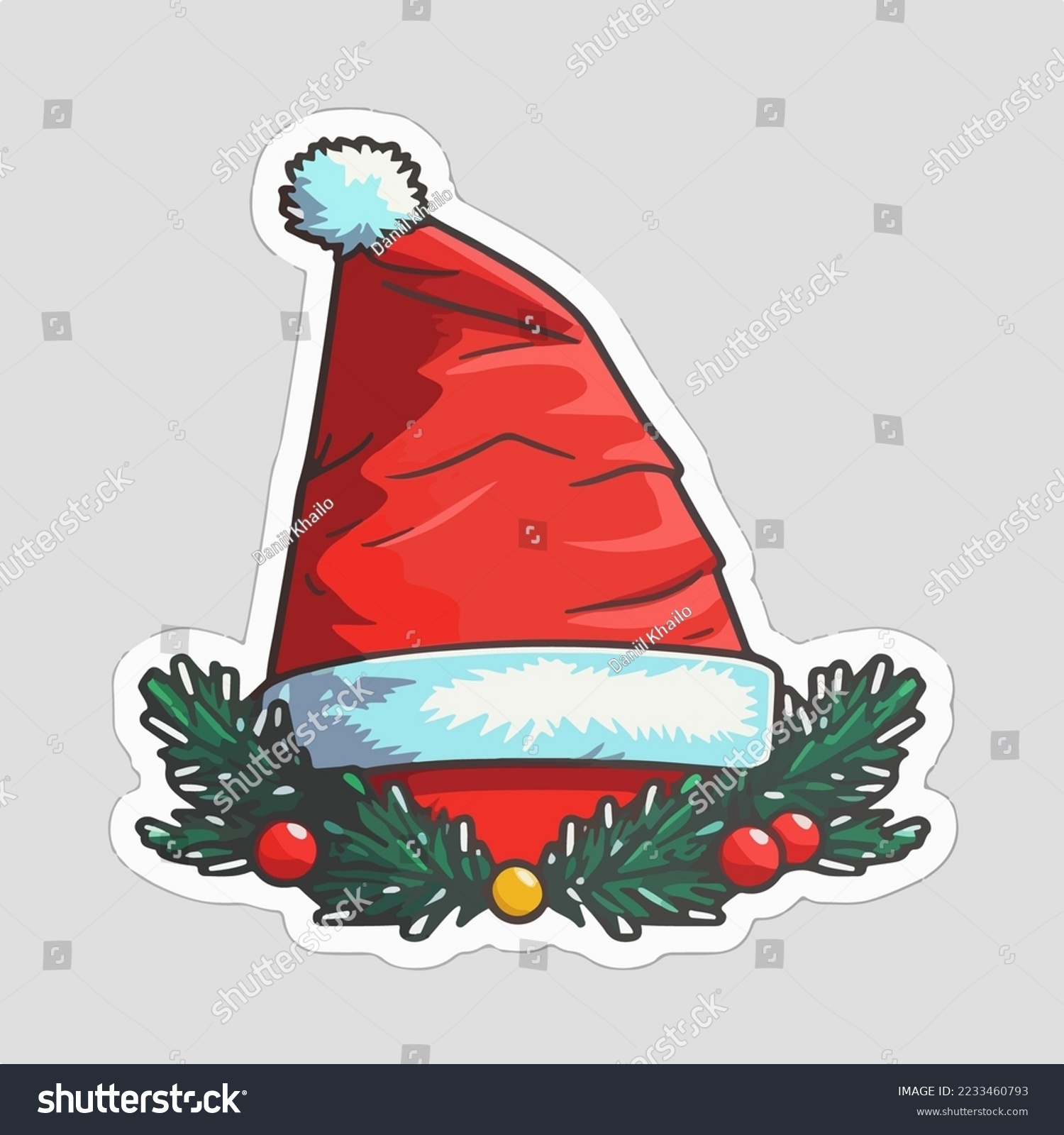 Christmas Santas Hat Cartoon Sticker Xmas 2233460793