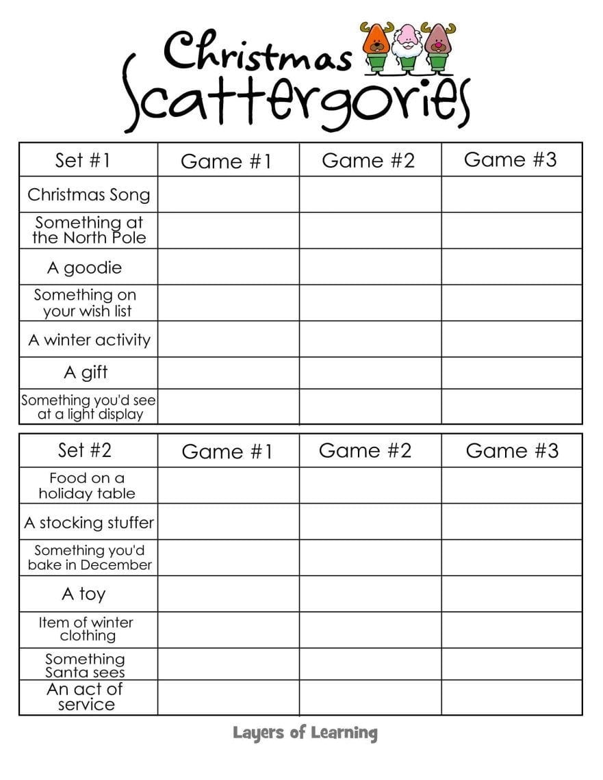 Christmas Scattergories
