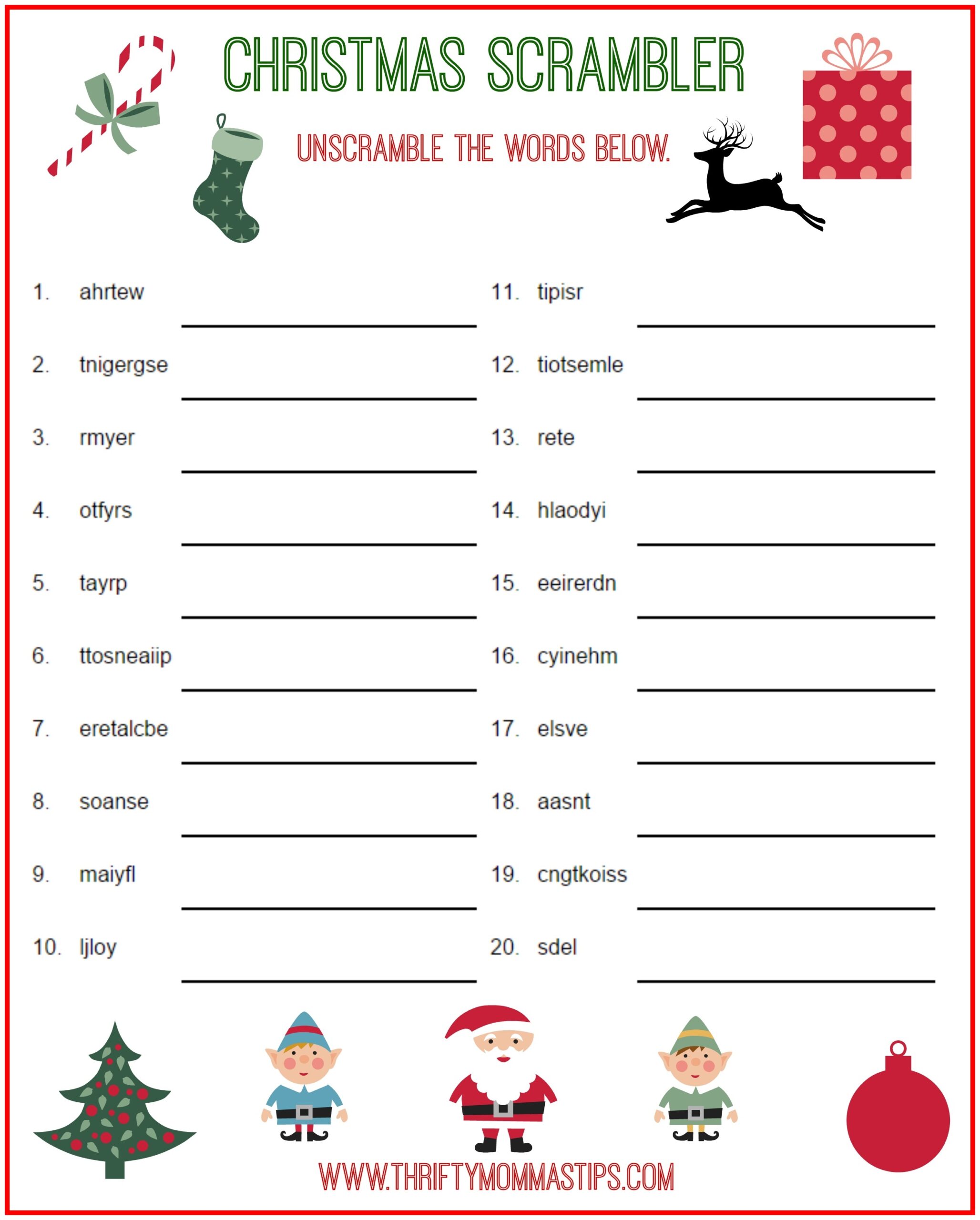 Christmas Scrambler Free Kids Puzzle Printables