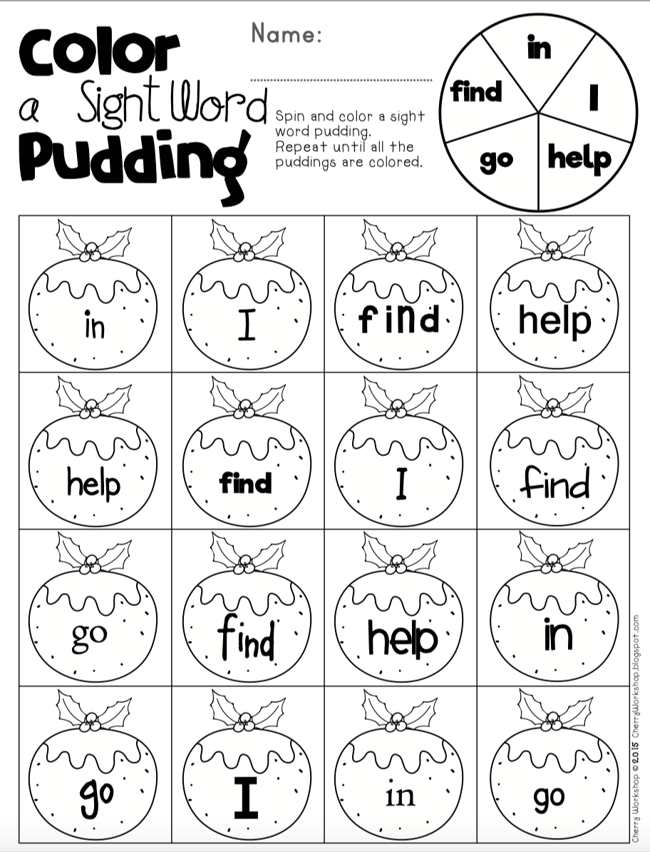 Christmas Sight Words Roll And Color Christmas Sight Words Roll And Color