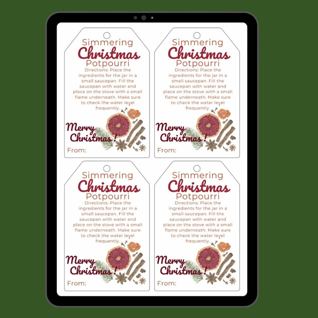 Christmas Simmering Potpourri Gift Tags