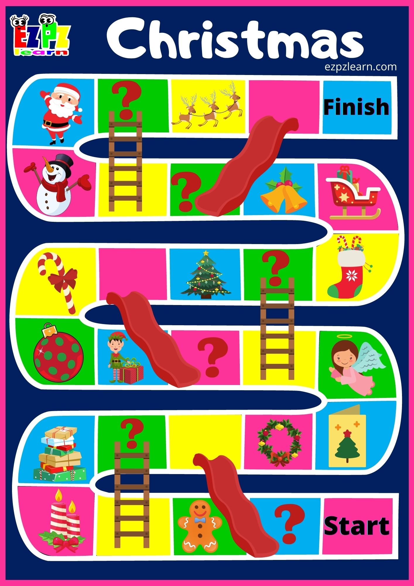 Christmas Slides And Ladders Game