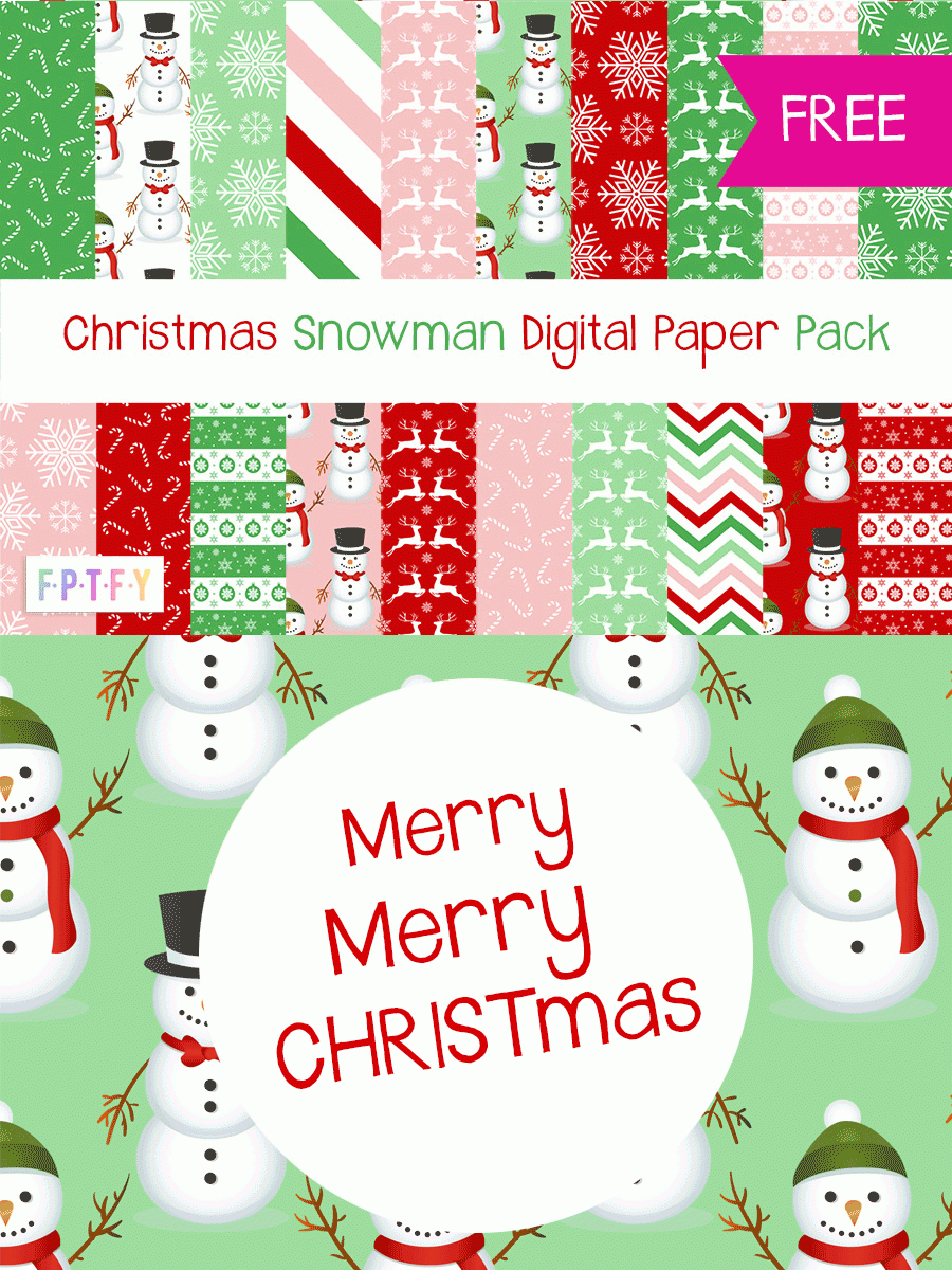 Christmas Snowman Digital Paper