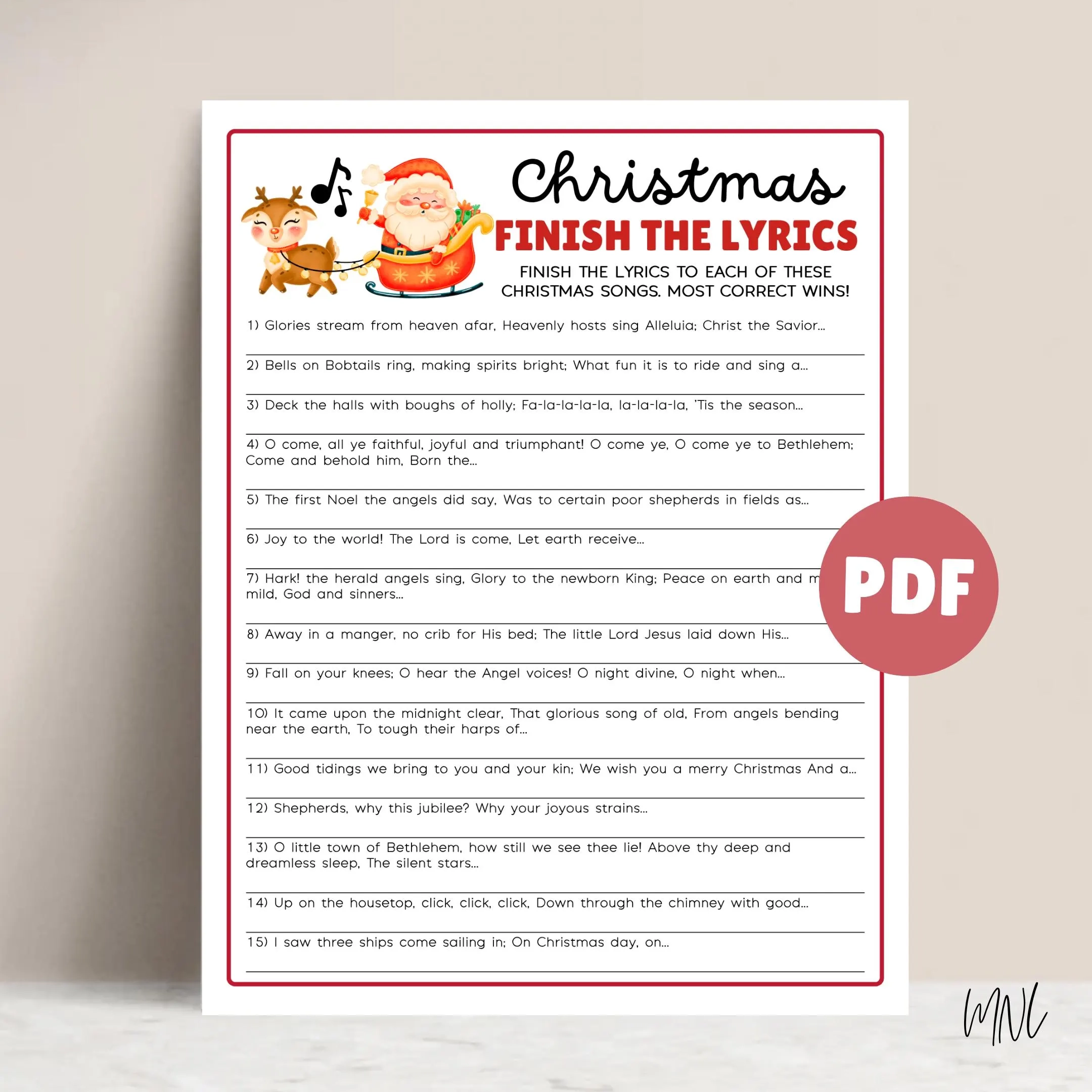Christmas Song Game Finish The Lyrics