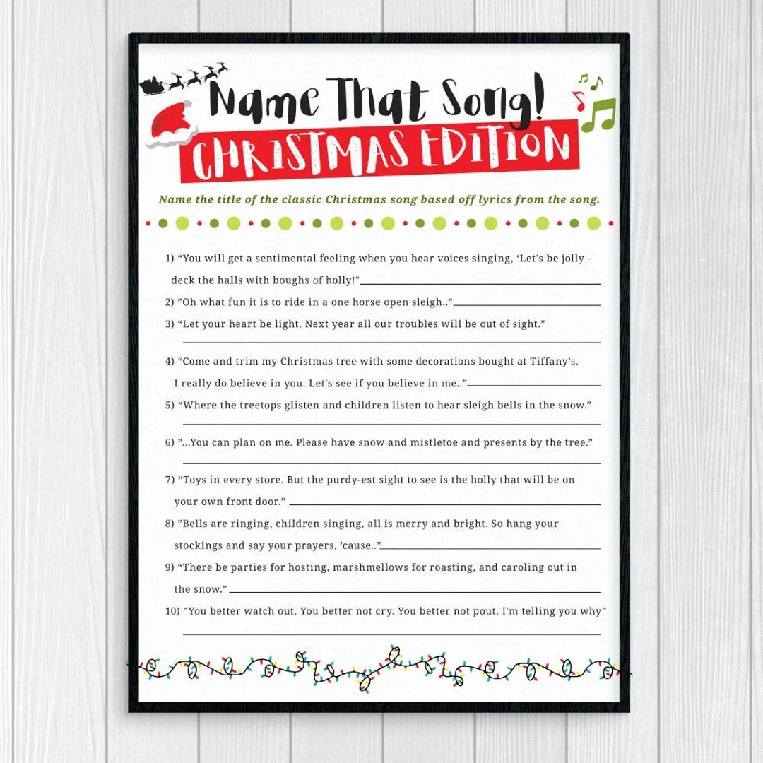 printable name that christmas song game