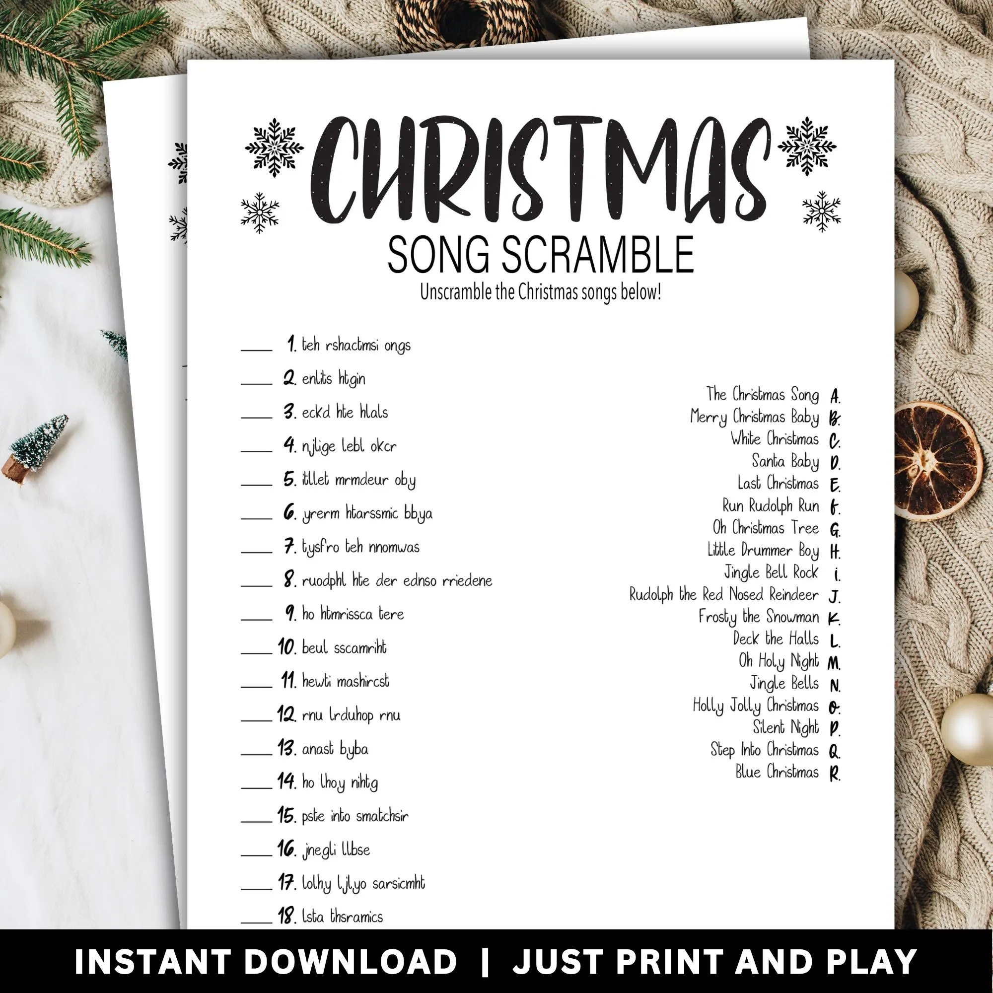 Christmas Song Scramble Game Christmas