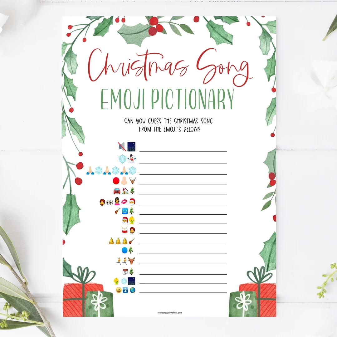 Christmas Songs Emoji Pictionary Game Christmas