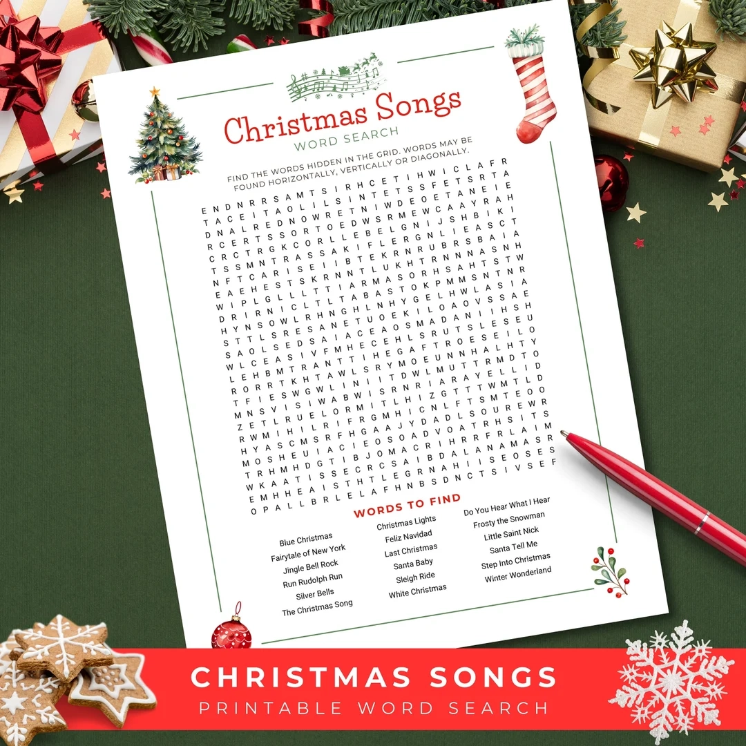 christmas songs word search printable