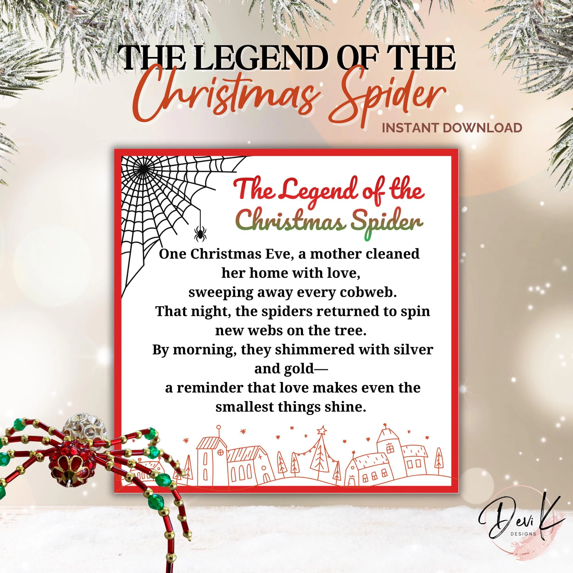Christmas Spider Printable Tags The