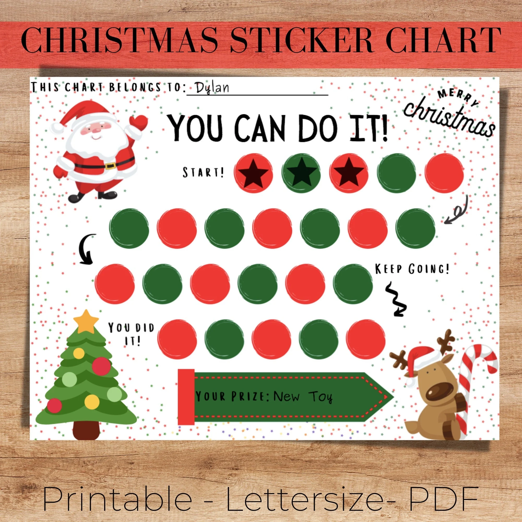 Christmas Sticker Reward Chart Kids