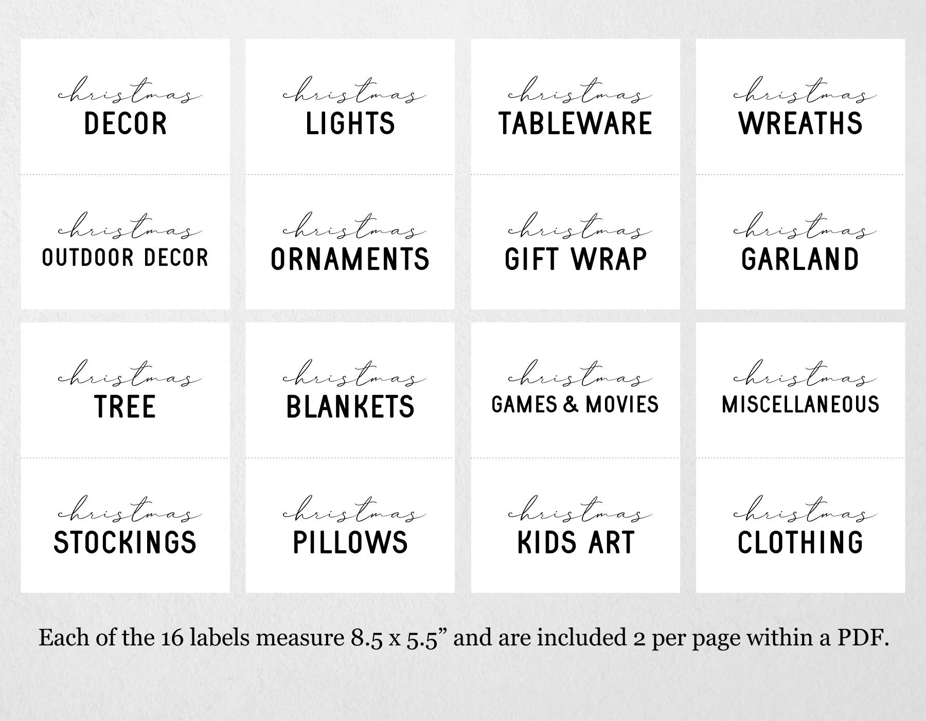 printable christmas storage labels
