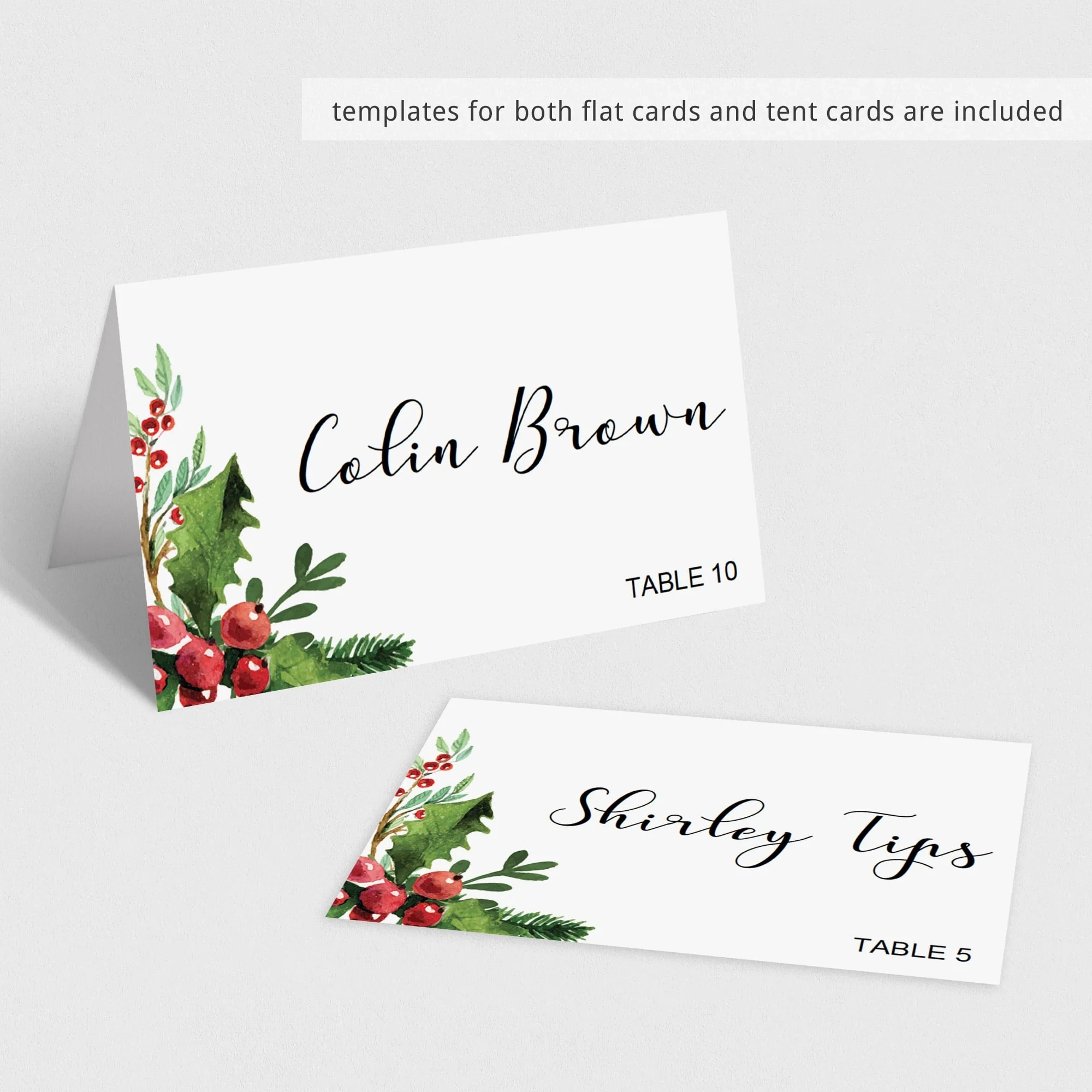 Christmas Table Decor Printable Place Card Template