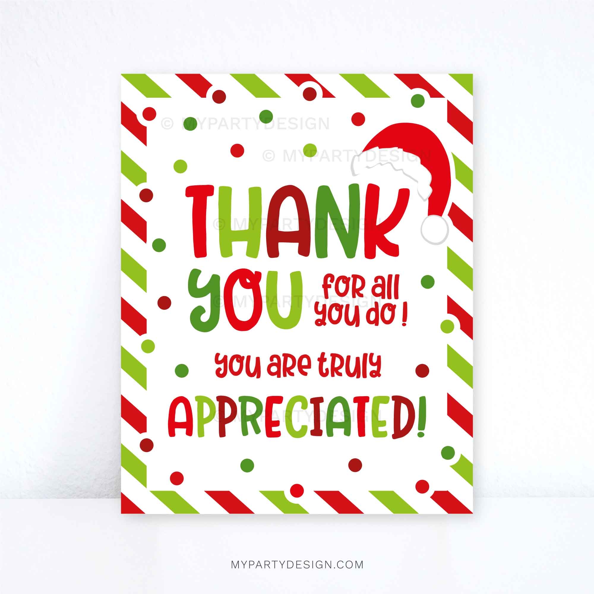 Christmas Thank You For All You Do Sign Printable Pdf
